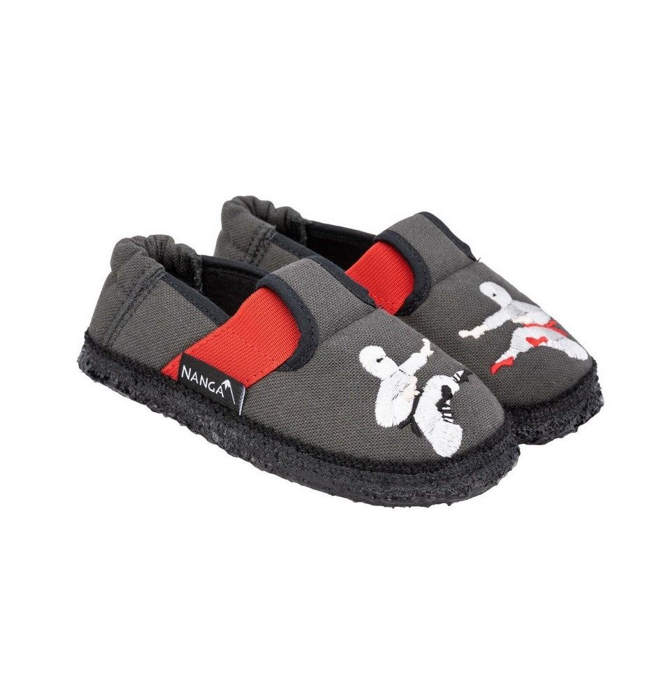 NANGA Slipper Ninja- 100% Bio-Baumwolle - dunkelgrau Kleinkinder/Kinder Hausschuh