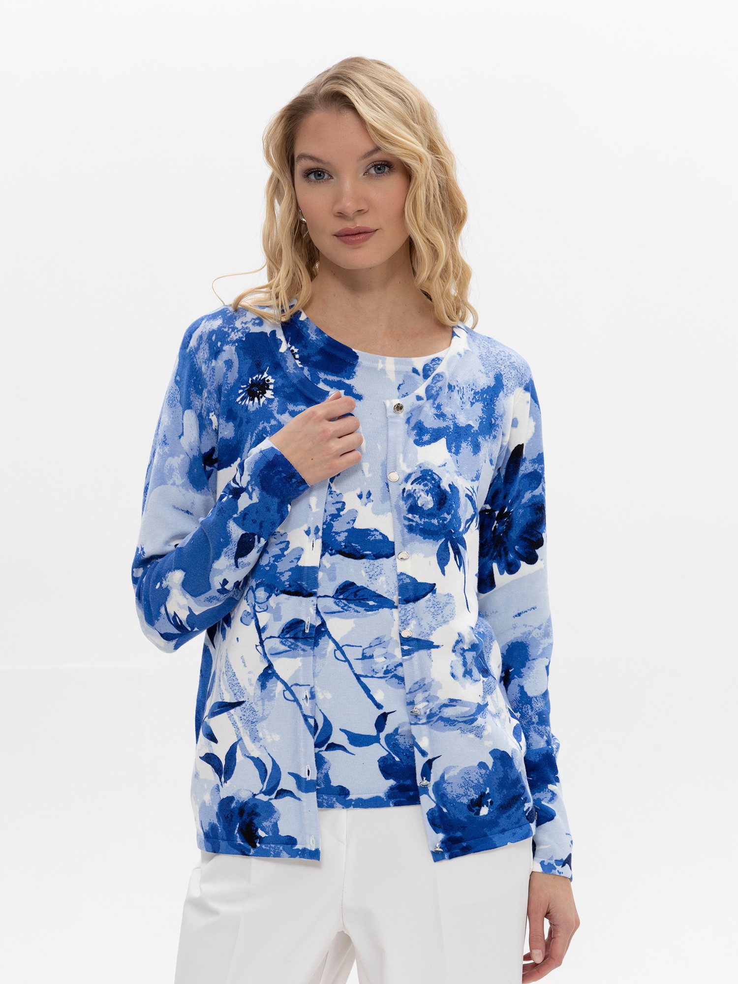 Cardigan Twinset mit Allover-Blumenprint