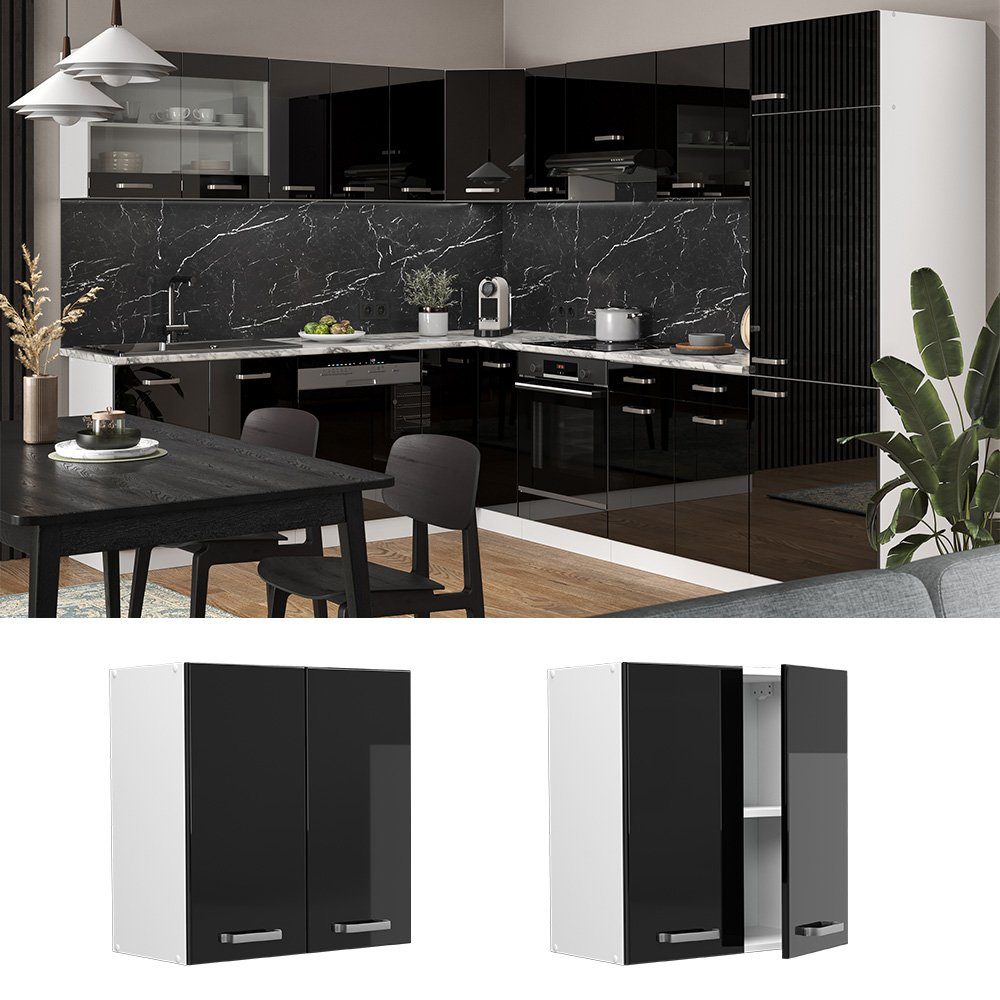 Vicco Hängeschrank R-Line, Schwarz Hochglanz/Weiß, 60 günstig online kaufen