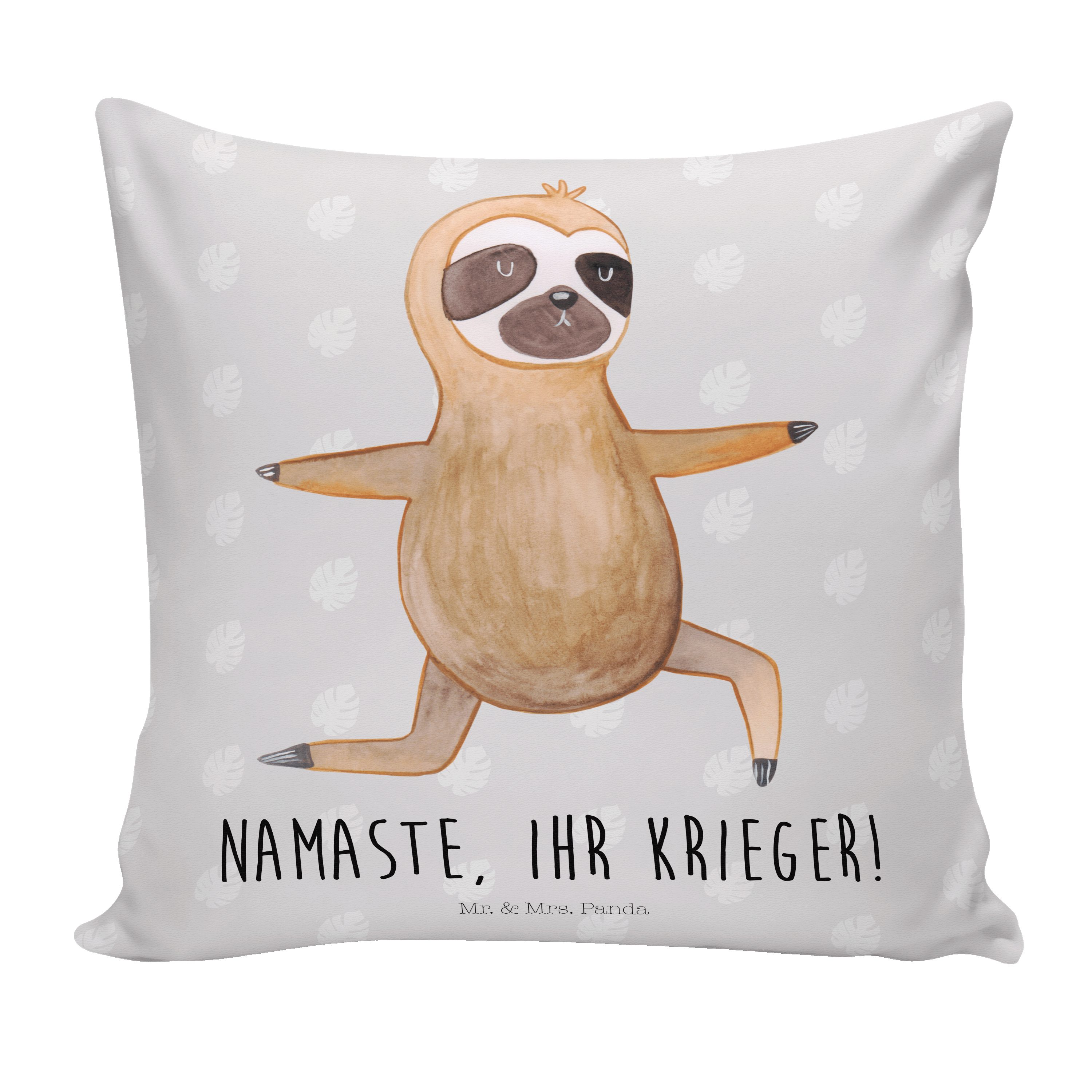 Namaste, Mrs. Grau Yoga Panda Pastell - & - Faultier Fault Kissenhülle, Geschenk, Dekokissen Mr.