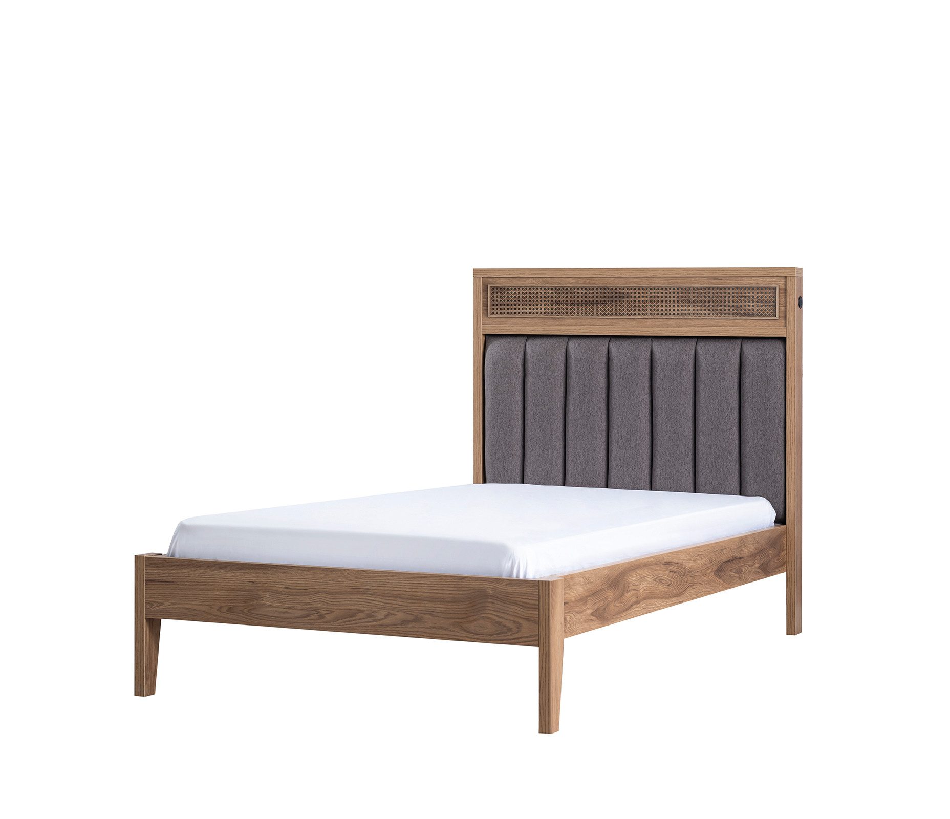 Möbel-Zeit Jugendbett TRIO – Holz-Optik mit gepolstertem Kopfteil – 100x200 / 120x200 cm