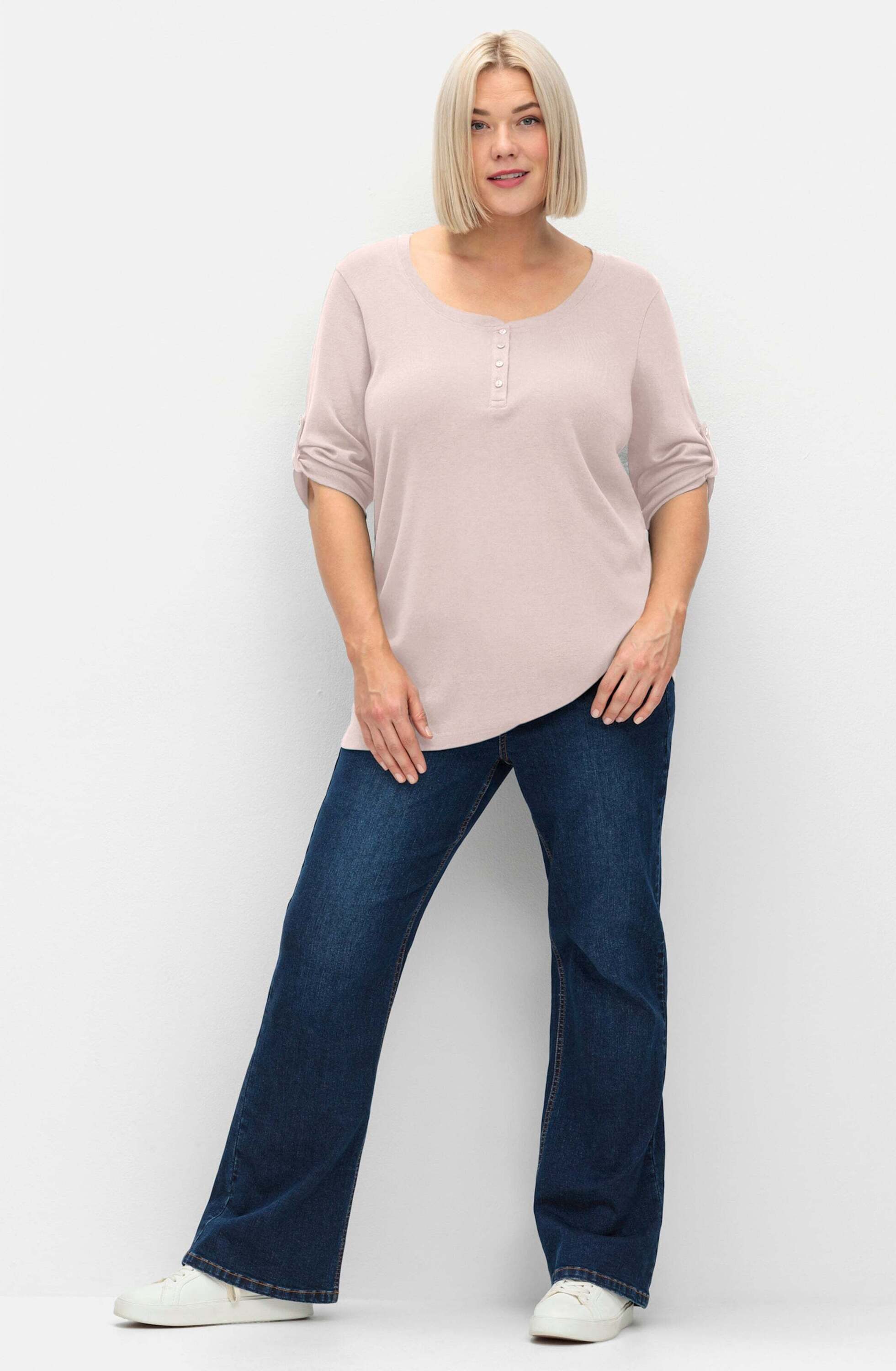 Sheego T-Shirt 3/4-Arm-Shirt 3/4-Arm aus reiner Baumwolle günstig online kaufen