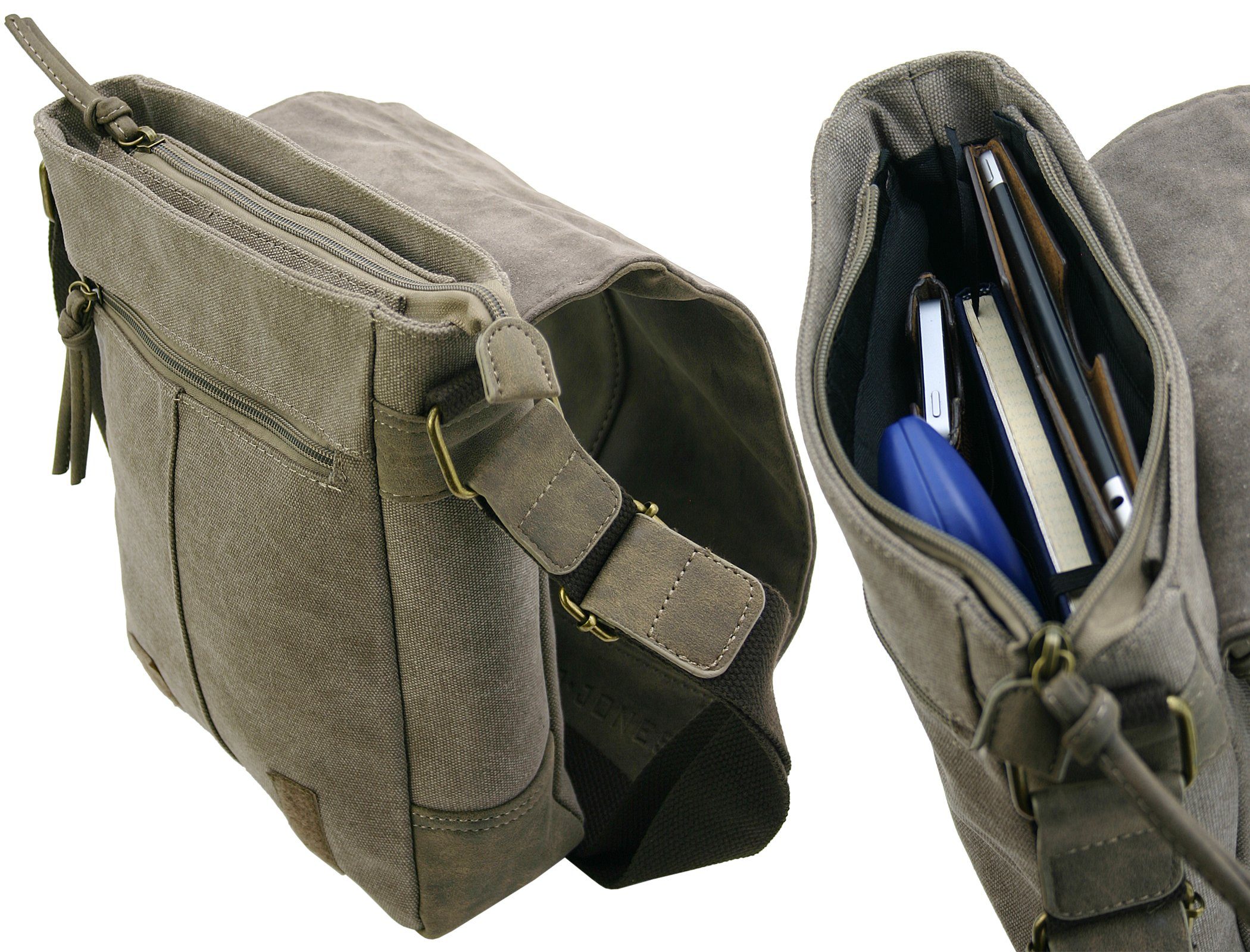 J JONES JENNIFER JONES Schultertasche Umhängetasche aus Canvas - Messenger Bag in 3 Größen