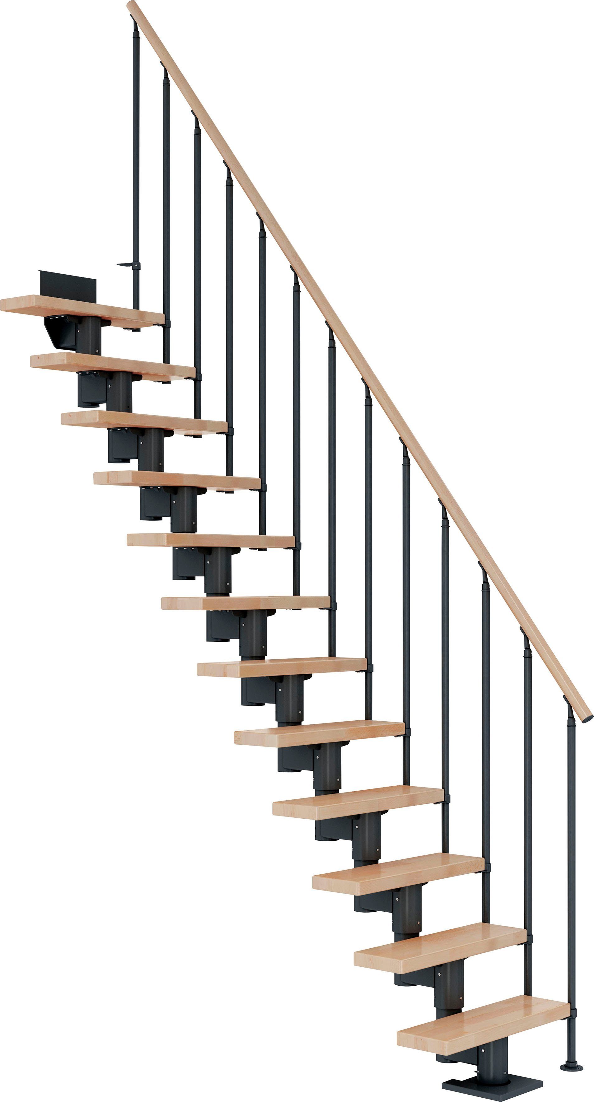 Dolle Mittelholmtreppe Dublin, für Geschosshöhen bis 292 cm, Stufen offen, Buche/Metall