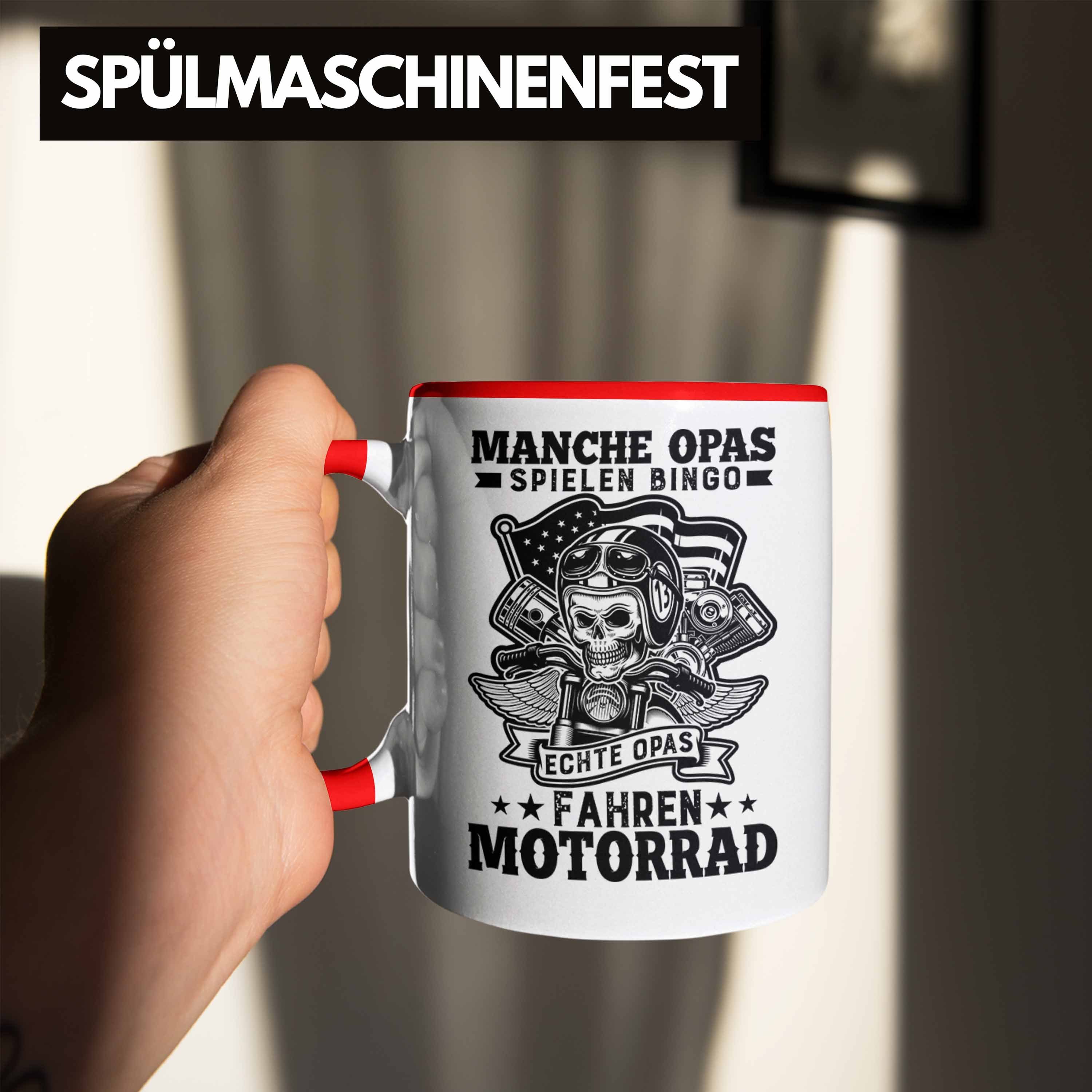 Motorrad Opa Trendation - Tasse Opa Vatertag Geschenkidee Geburtstag Tasse Geschenkideee Trendation Geschenk Rot Motorradfahrer