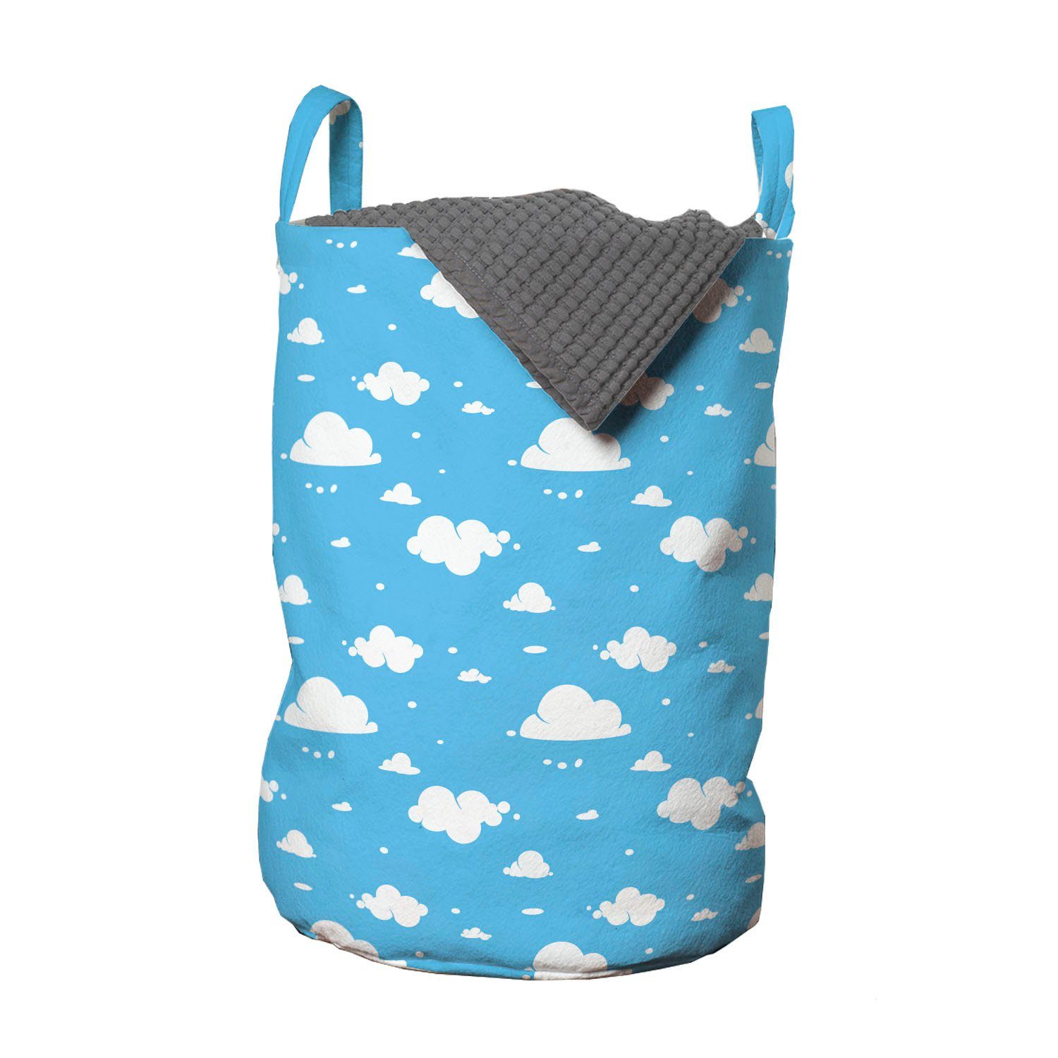 Wäschesäckchen Tag Griffen Wäschekorb für mit Kordelzugverschluss Abakuhaus Clouds Waschsalons, Himmelblau Zeit Fluffy