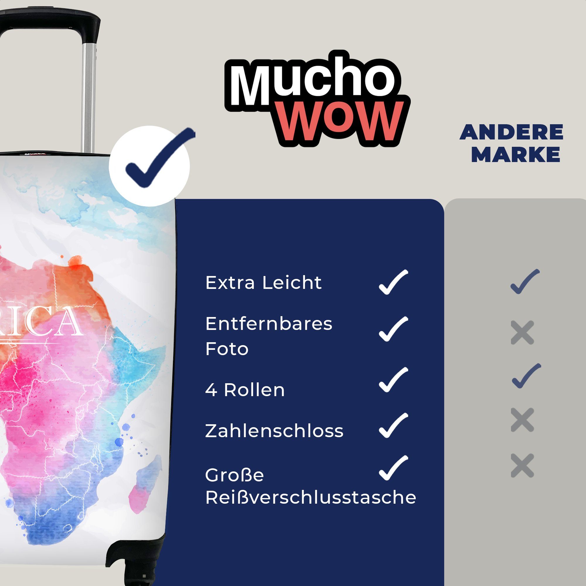 Ferien, Reisekoffer Afrika Reisetasche Handgepäckkoffer rollen, mit Farben Rollen, - - 4 für MuchoWow Trolley, Ölfarben, Handgepäck