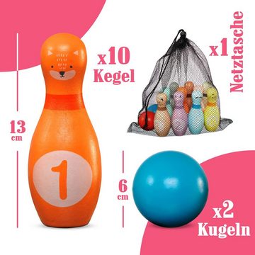 Pink Papaya Spiel, Familienspiel Kegelspiel für Kinder Kids Bowling Set, Indoor & Outdoor, Robust und liebvevoll gestaltet