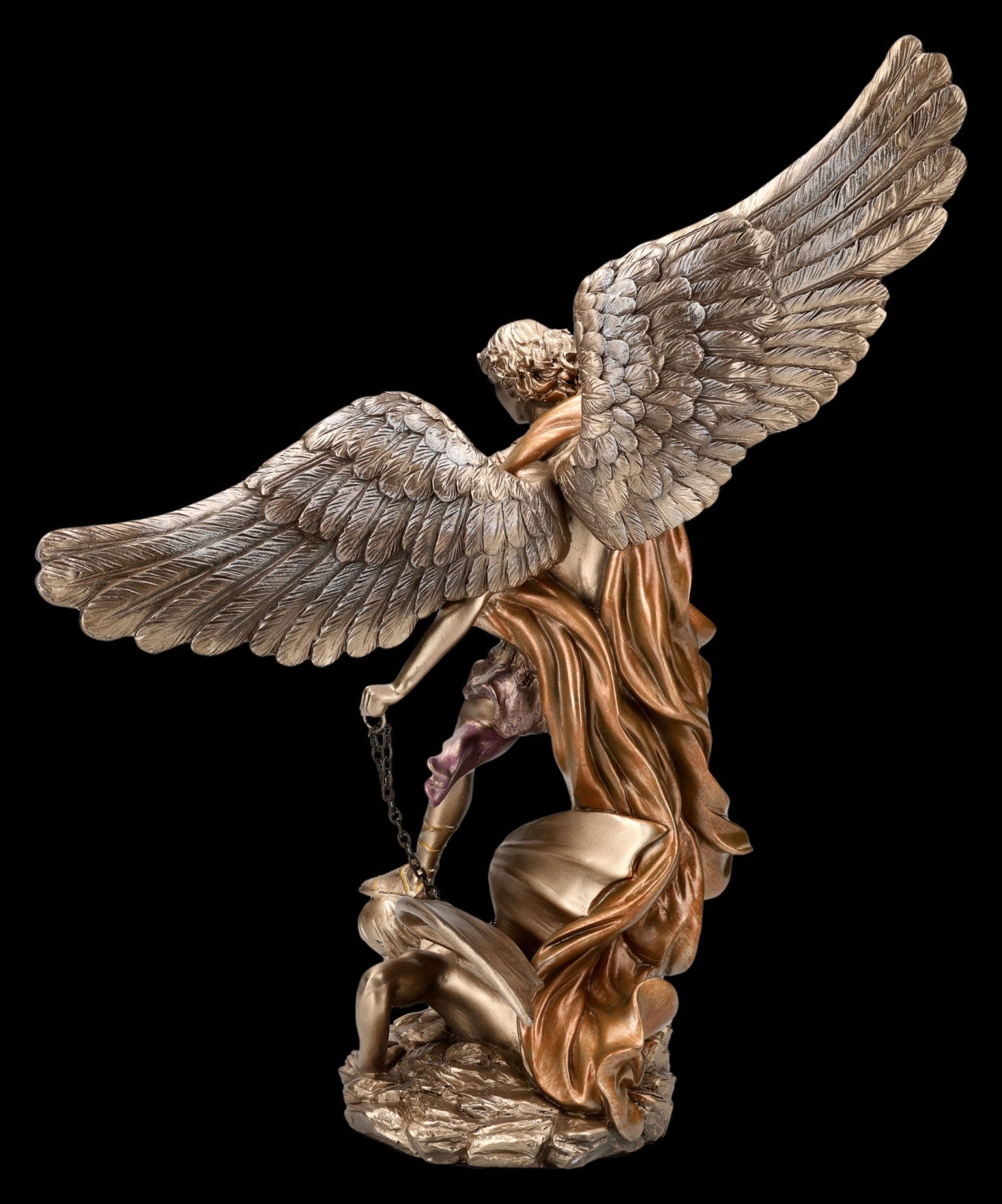 Figuren Shop GmbH Dekofigur Erzengel Michael Statue – bronzierte Engelsfigur Sammlerfigur 37 cm – Bild 5 von 5