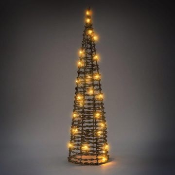 ECD Germany Weihnachtsfigur LED Pyramide Lichterkegel Weihnachten Leuchtpyramide Lichtpyramide, 2er Set Warmweiß 40cm-20LEDs/60cm-30LEDs Gold Metall mit Timer