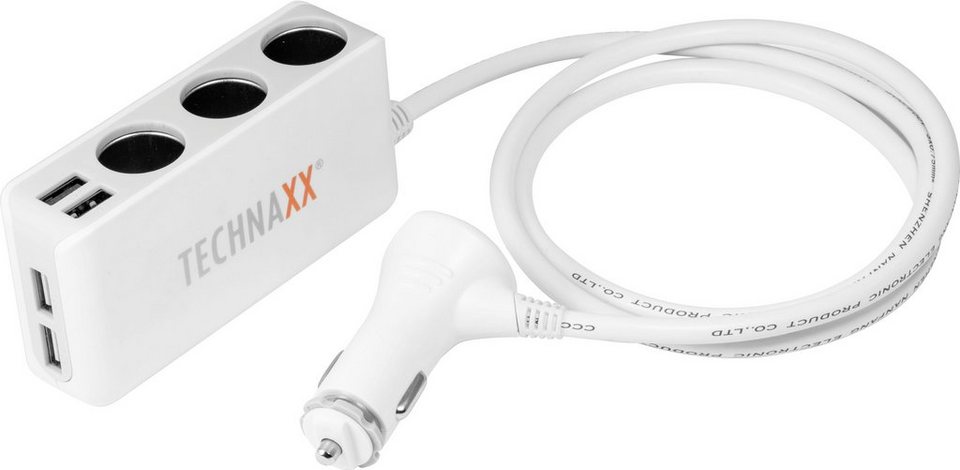 Technaxx Technaxx 4-Port USB & 3-Socket Car Charger TE11  Strom-Adapterkabel, Gleichzeitiges Laden von 3 mobilen Geräten mit DC 12V  Eingang