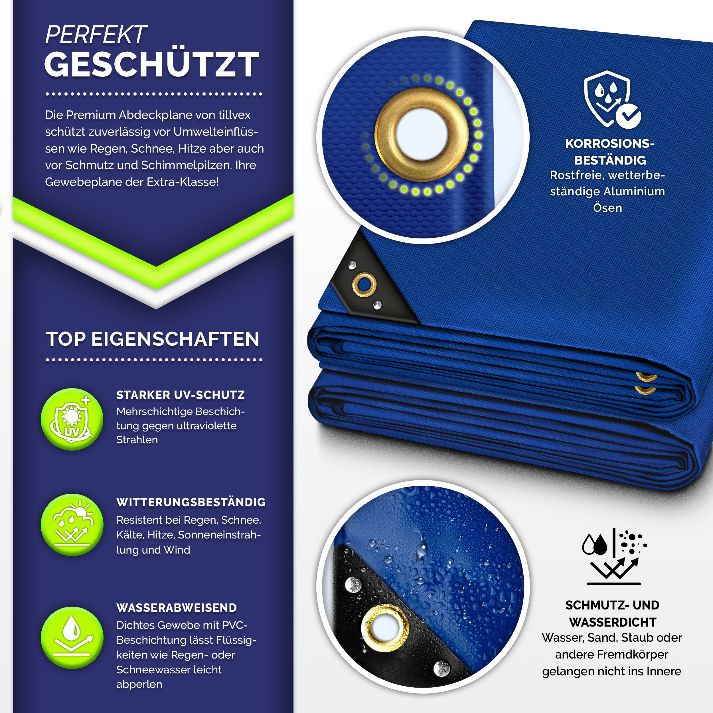tillvex Schutzplane tillvex® Abdeckplane mit Ösen günstig online kaufen