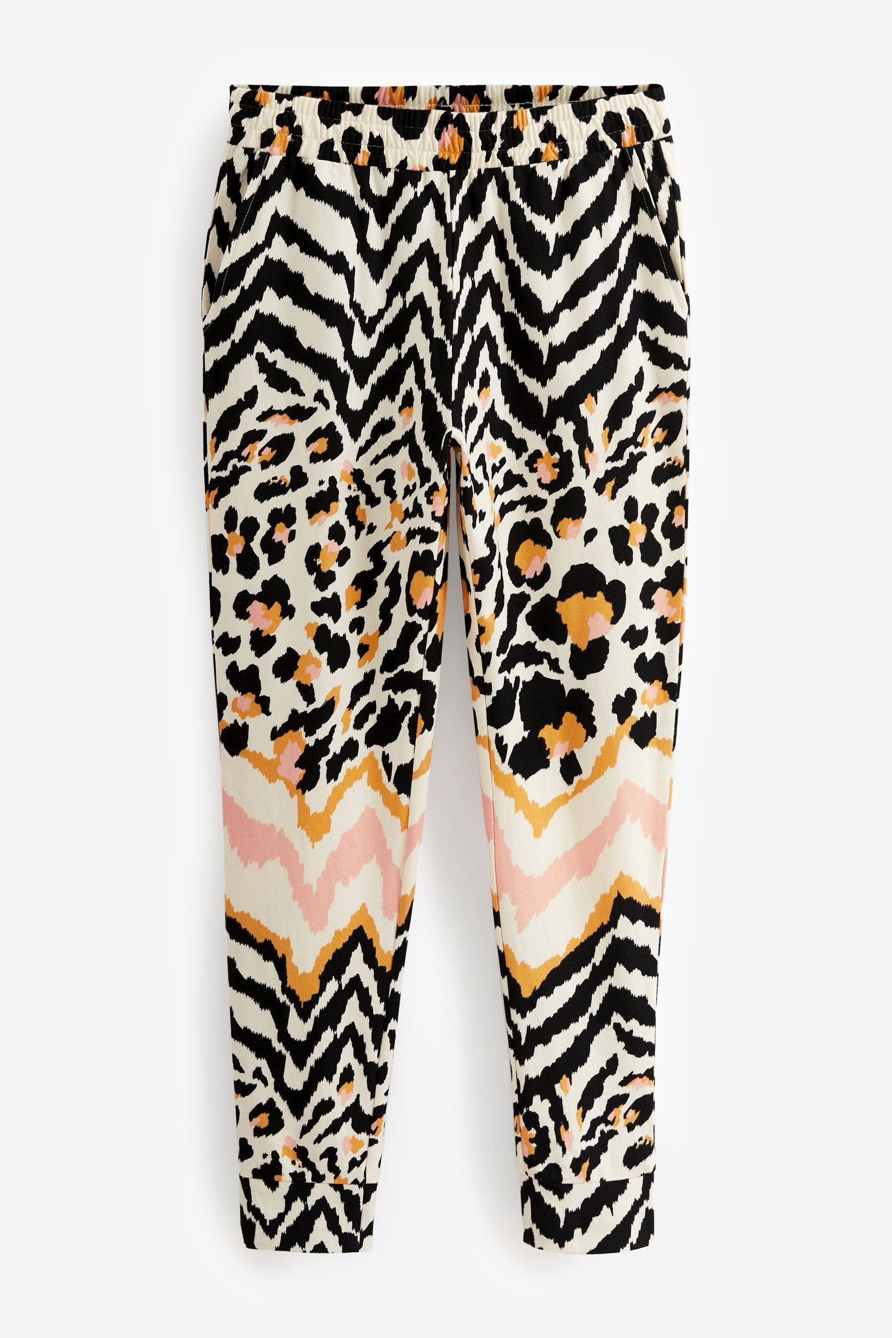 Next Pyjama Ecru Cream tlg) Langärmeliger Baumwolle Leopard aus Pyjama (2
