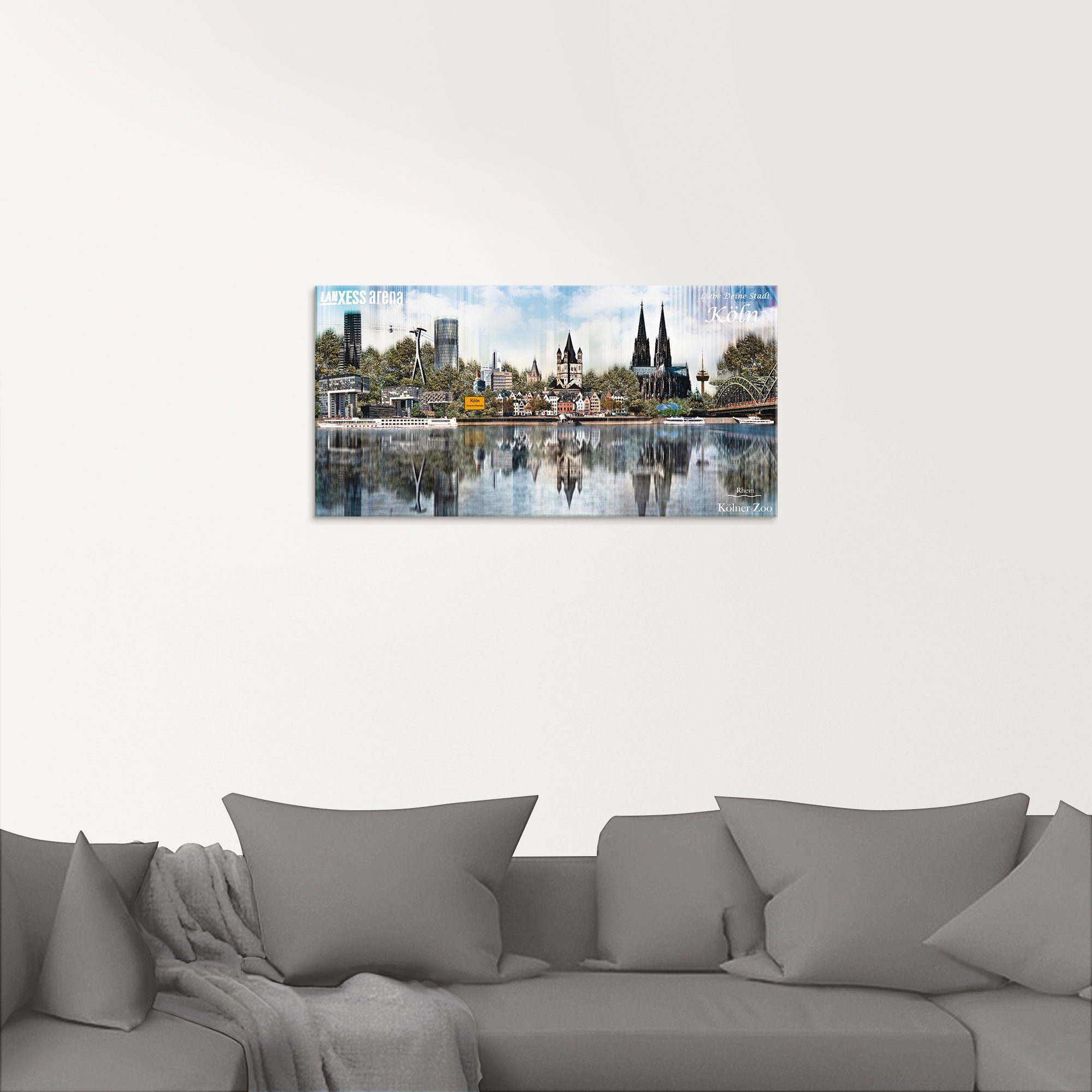 Größen Deutschland Abstrakte St), Glasbild Köln Artland in 20, Collage verschiedenen (1 Skyline