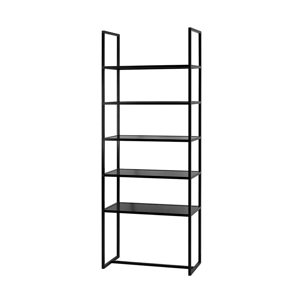 HR Direktverkauf GmbH Standregal Designregal "Construct", 5 geräumige Ablagen, Schwarz/Silber, 5 stabile Ablagen aus 3 mm Aluminium-Verbund