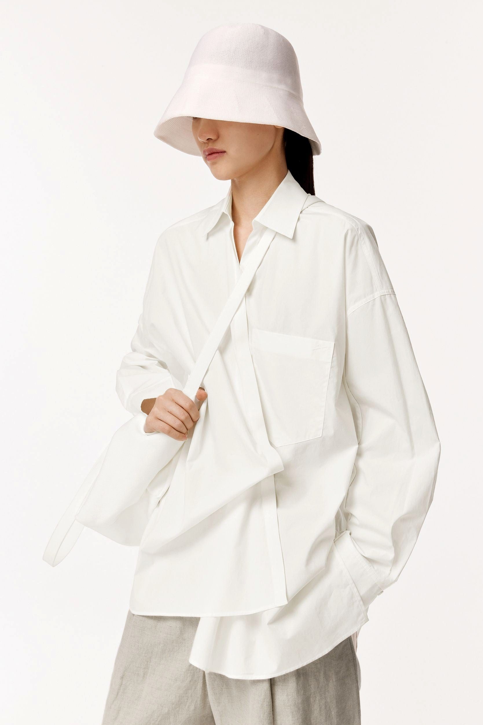 Klassische Bluse Baumwollbluse WHITE