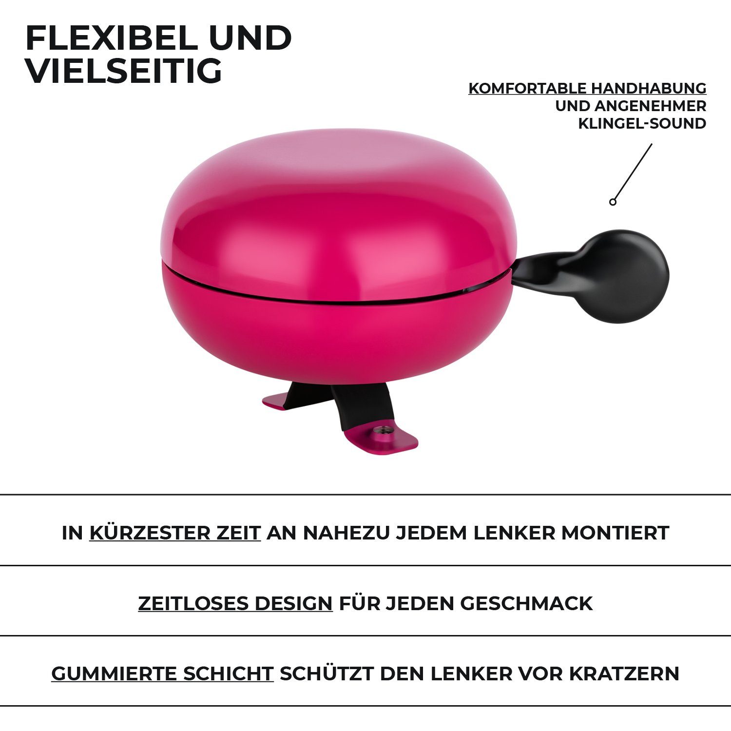 Fahrradklingel ZWEIRAD Metall Fahrradlenker Pink URBAN aus