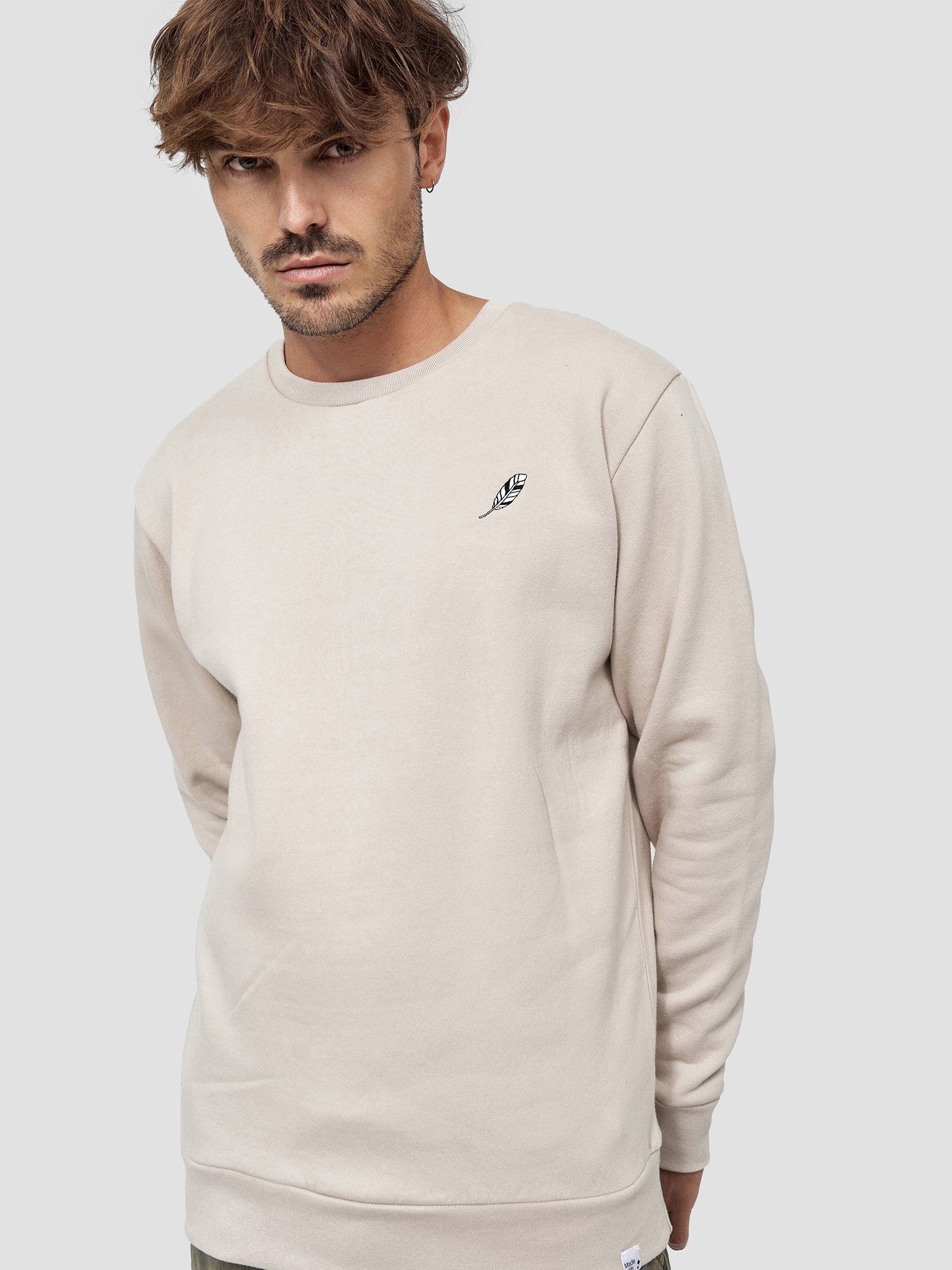 zertifizierte Sweatshirt Feder GOTS MIKON Beige Bio-Baumwolle