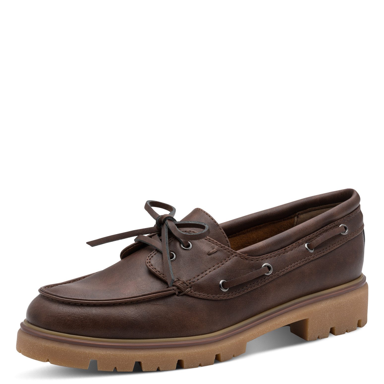 MARCO TOZZI Schnürschuh, Blockabsatz, Bootsschuh, Halbschuh in veganer Verarbeitung