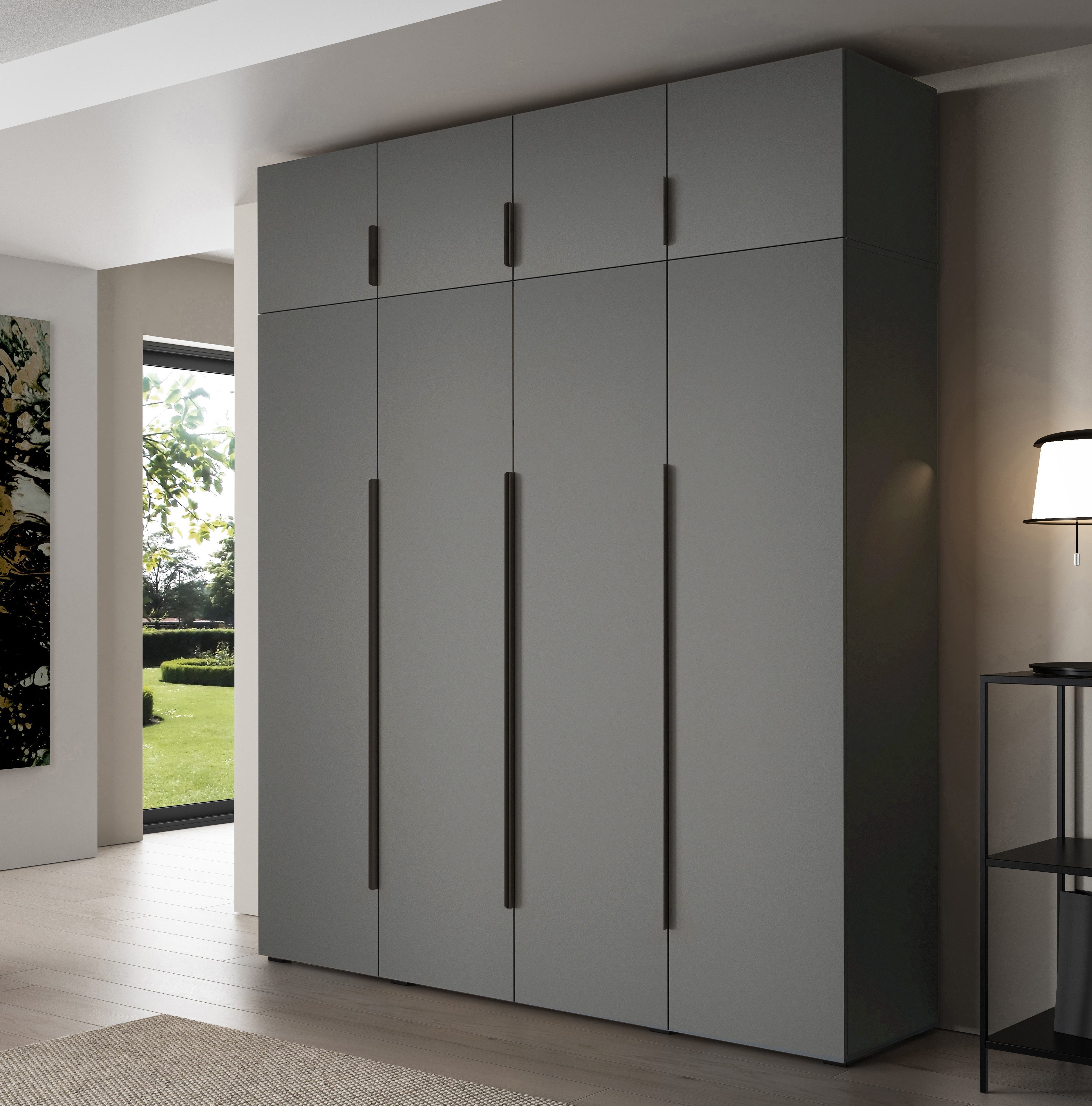 Compleo Drehtürenschrank STELLS mit vier Drehtüren, Kleiderstange, Metallgriffe – Bild 2 von 4