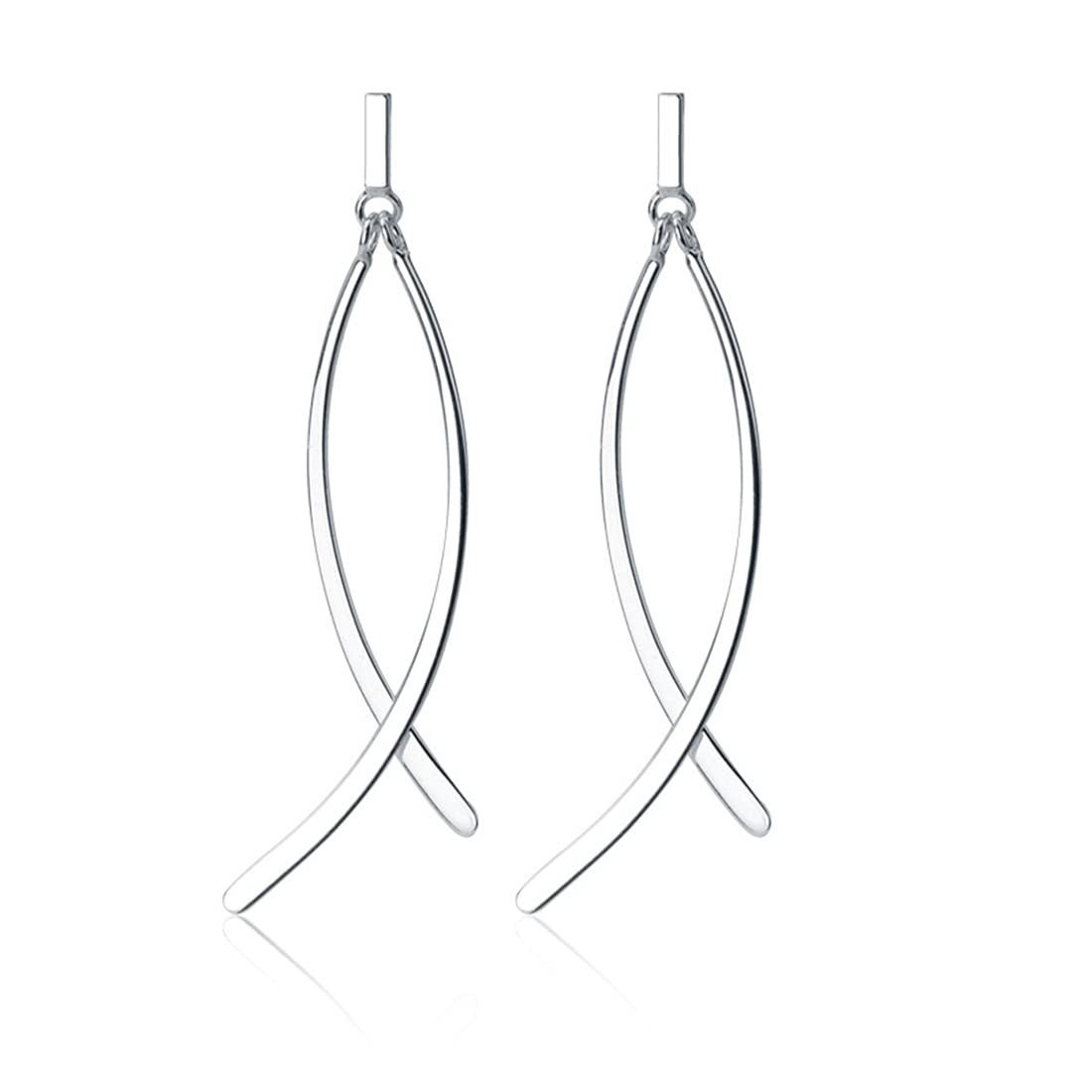 POCHUMIDUU Paar Ohrhänger 925 Sterling Silber Tropfen Ohrringe für Frauen, Mädchen Bar Ohrringe Flat Bar Ohrrin