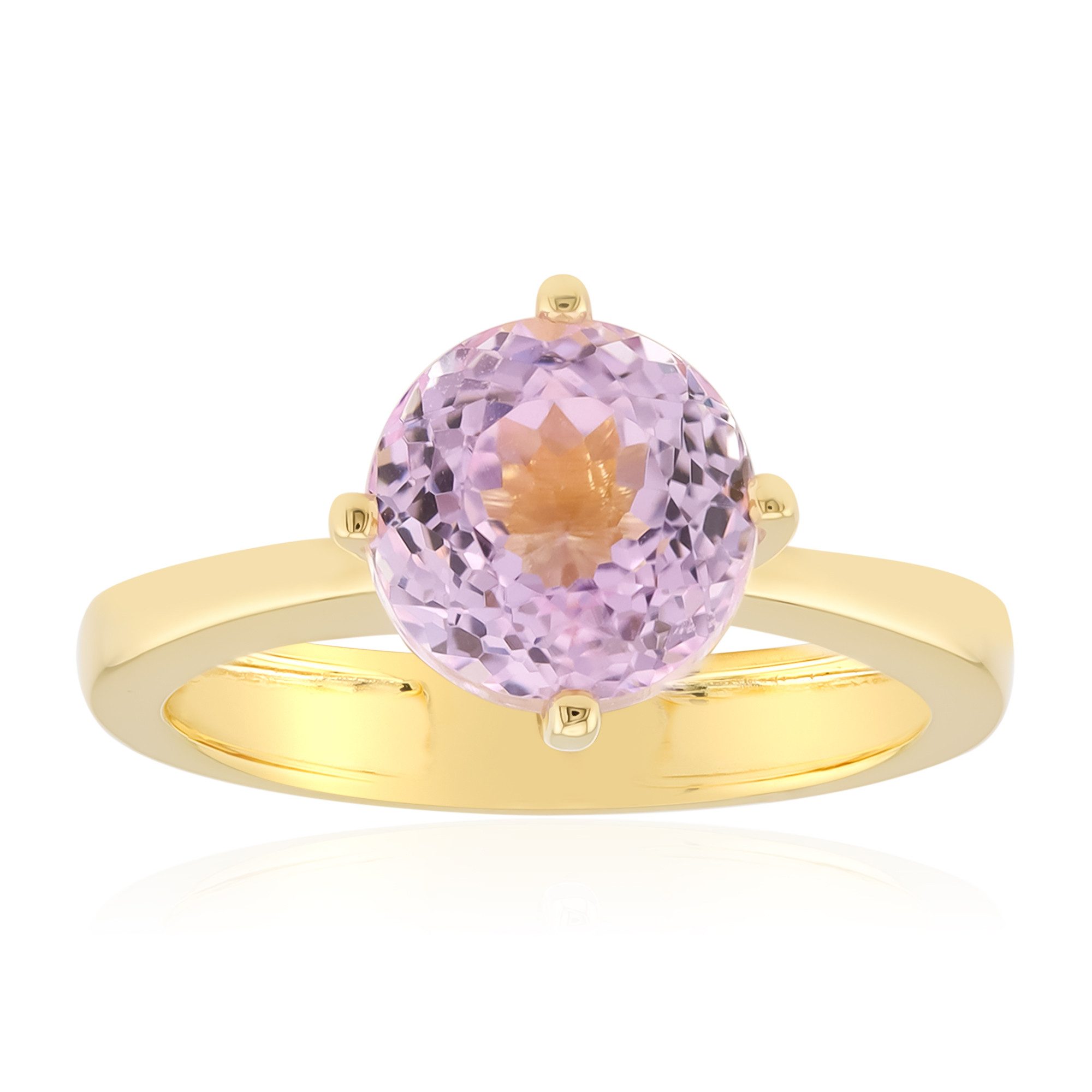 Solitärring Cavill Ring 2,58 ct Kunzit lila, Sterlingsilber 925 vergoldet