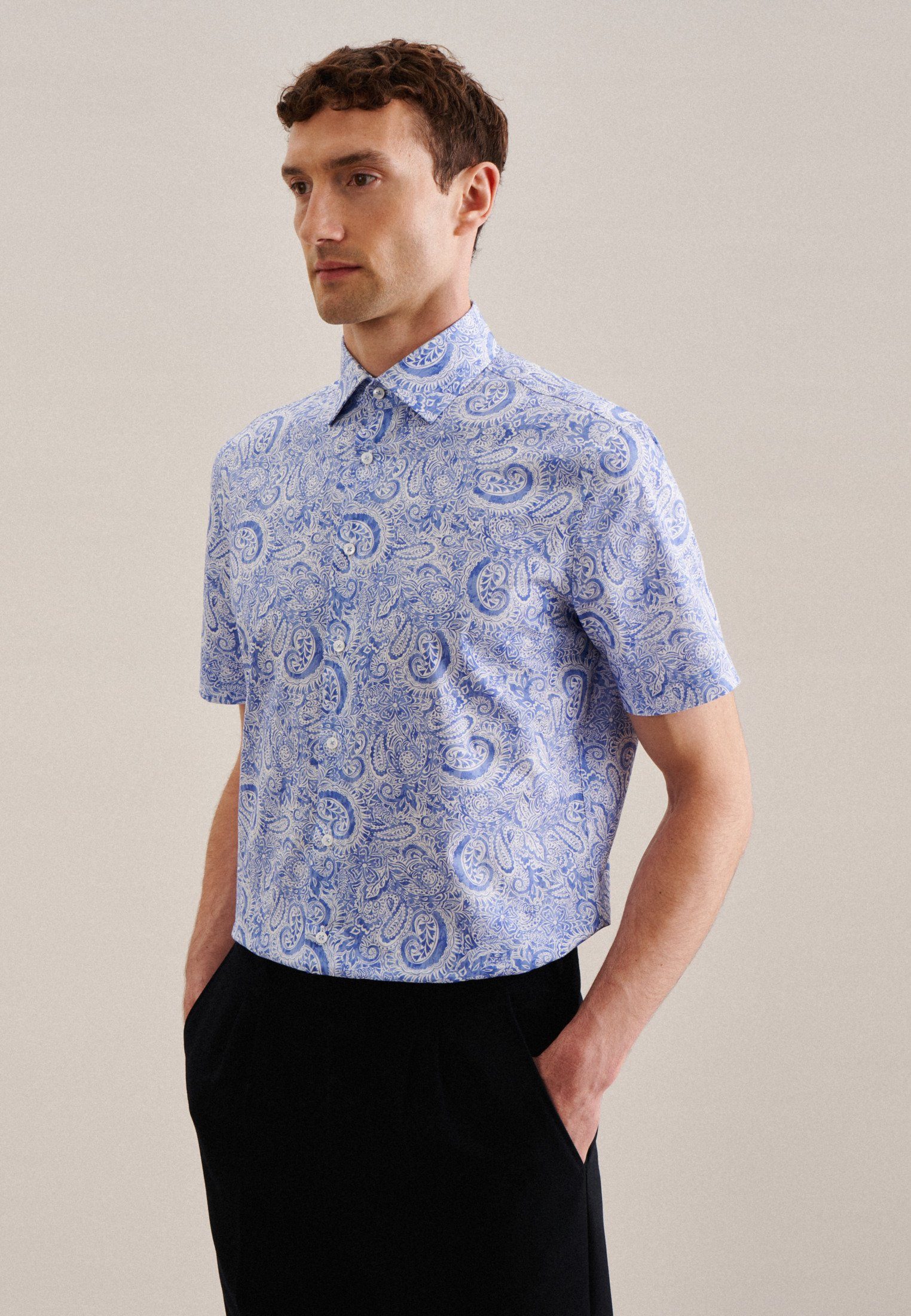 seidensticker Businesshemd Shaped Shaped 1/2 Kentkragen Paisley