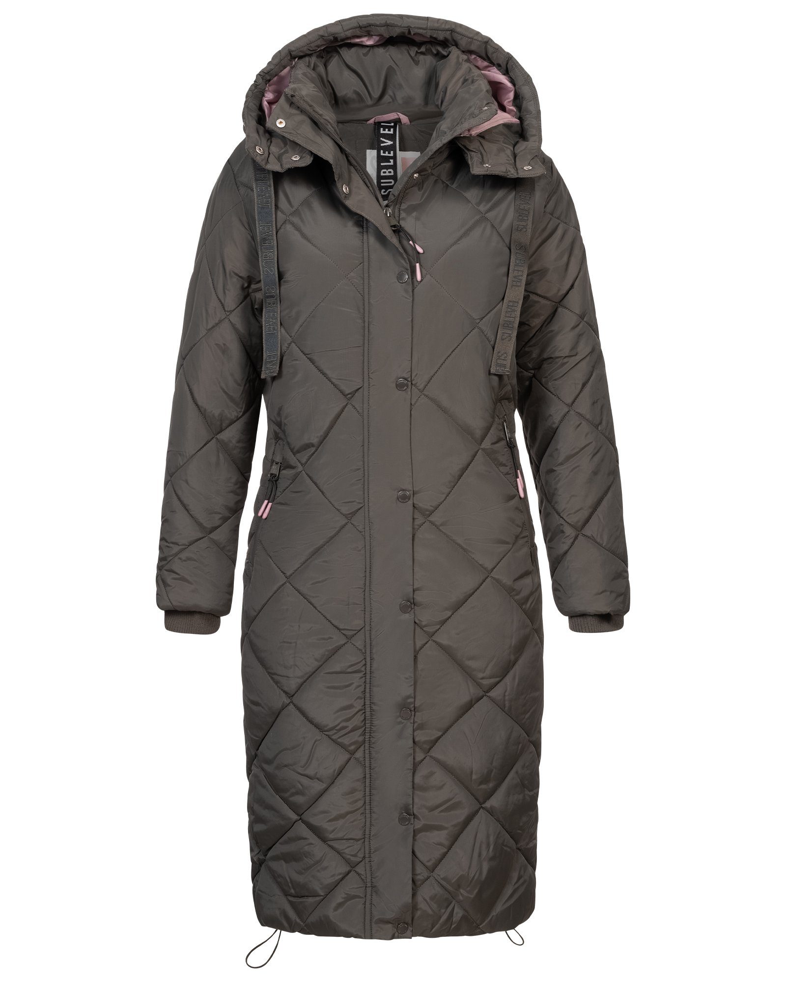 SUBLEVEL Steppjacke Damen Wintermantel Mantel Olive Jacke Winter Lange Parka Mantel Steppjacke