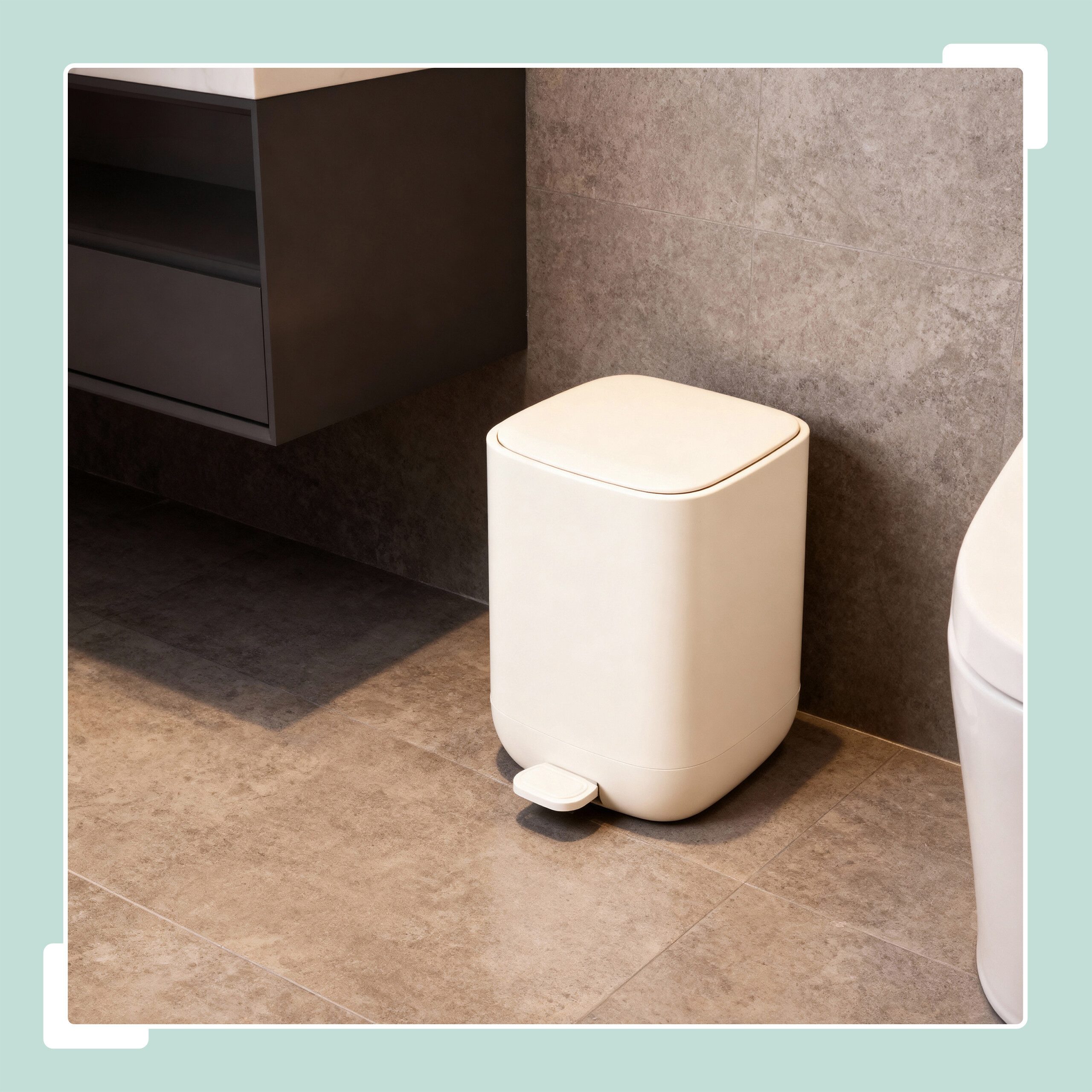 relaxdays Kosmetikeimer Mülleimer 9 Liter, Beige