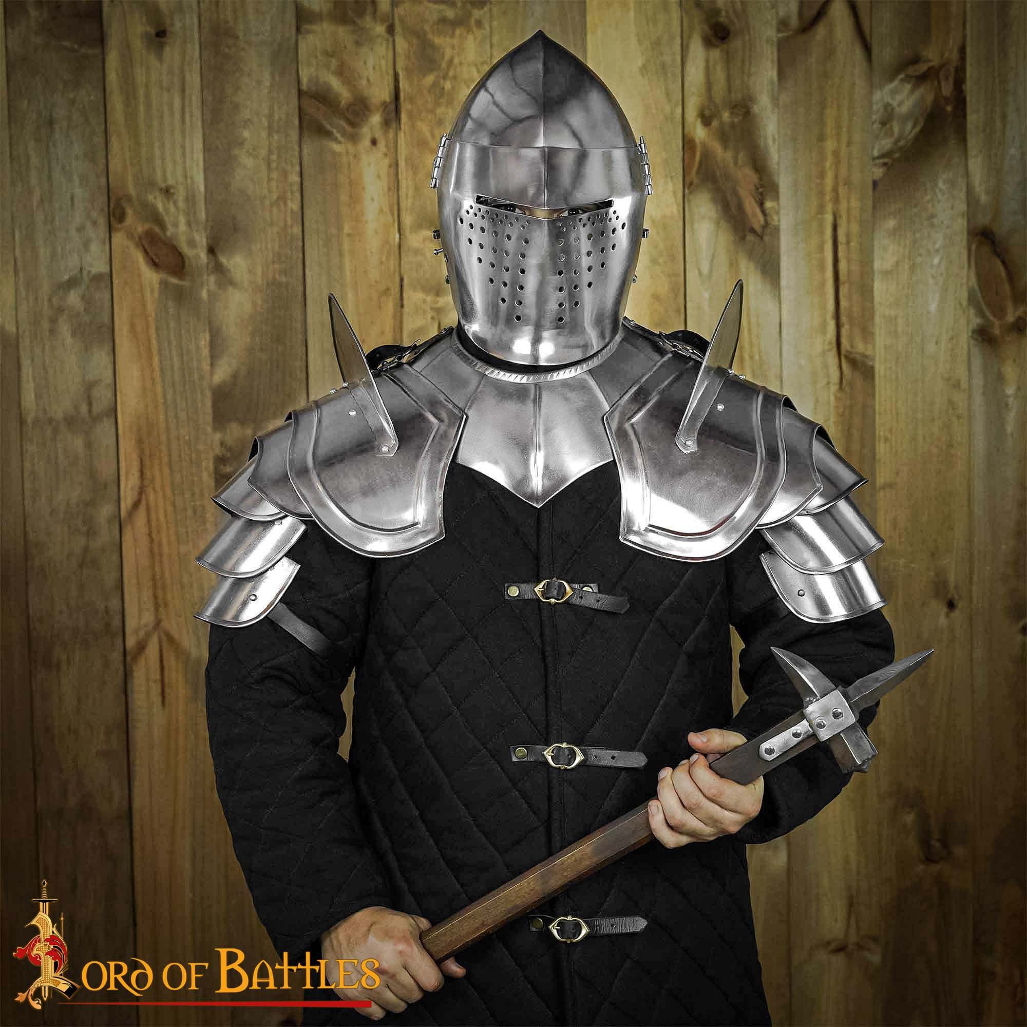 Lord Of Battles Ritter-Kostüm Fantasy Schulterplatten poliert mit Klingenbrecher20 Gauge (1,3 mm)