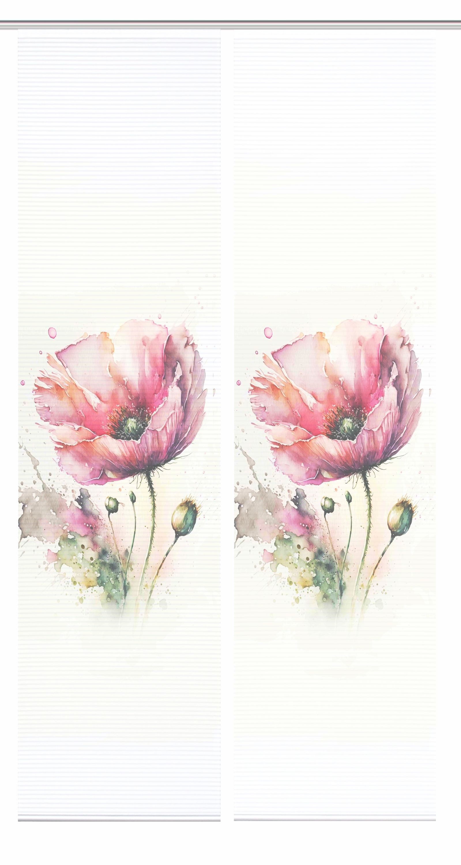 HOME WOHNIDEEN Schiebegardine HIG Schiebegardine MELIORA, recycelt, Moonblume auf Bambusoptik 245x60 (2 St), halbtransparent, Polyester (recycelt) Polyester