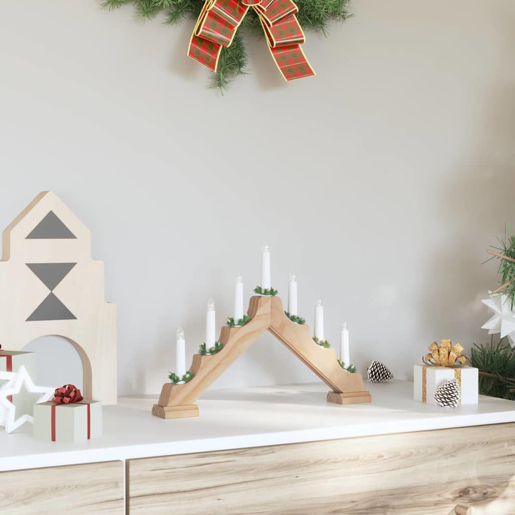 vidaXL LED-Christbaumkerzen Weihnachtskerzenbrücke 7 LEDs Warmes Weiß 39,5 x 5 x 29 cm