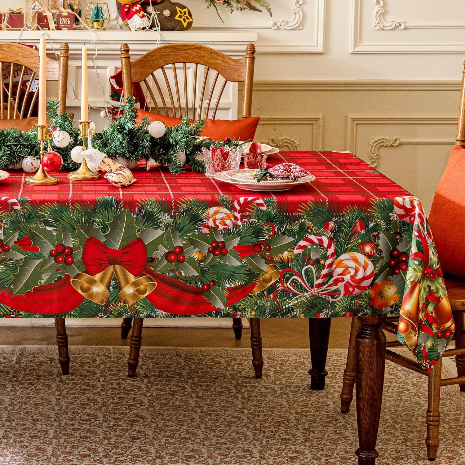 Softalker Tischdecke Rechteckige Weihnachtstischdecke, schmutzabweisend, waschbar