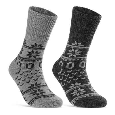 sockenkauf24 Norwegersocken 2 Paar Wintersocken Damen & Herren Kuschelsocken warme Wollsocken (GRAU-ANTHRA, 39-42) Haussocken - 21212 WP