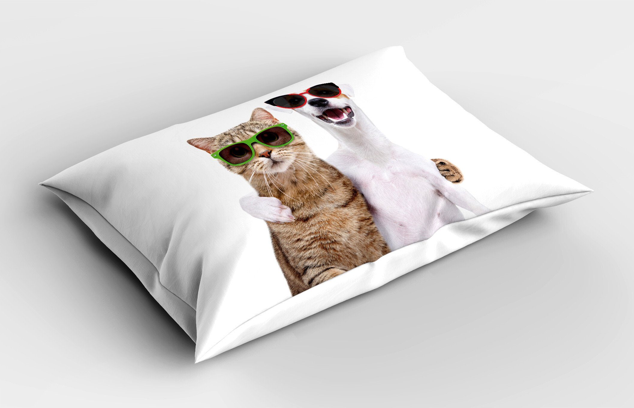 Gedruckter den Standard in Size Stück), Hund Sonnenbrillen Katze Abakuhaus Süße Dekorativer Kissenbezüge Katze Kissenbezug, (1 und King