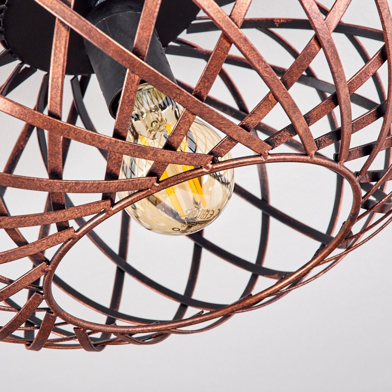 Gitter-Optik hofstein durch »Aidone« Deckenleuchte Kupferfarben, ohne Leuchtmittel, Leuchte mit in Metall E27, aus runde Lichteffekt Deckenlampe