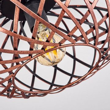 hofstein Deckenleuchte »Aidone« runde Deckenlampe aus Metall in Kupferfarben, ohne Leuchtmittel, E27, Leuchte mit Lichteffekt durch Gitter-Optik