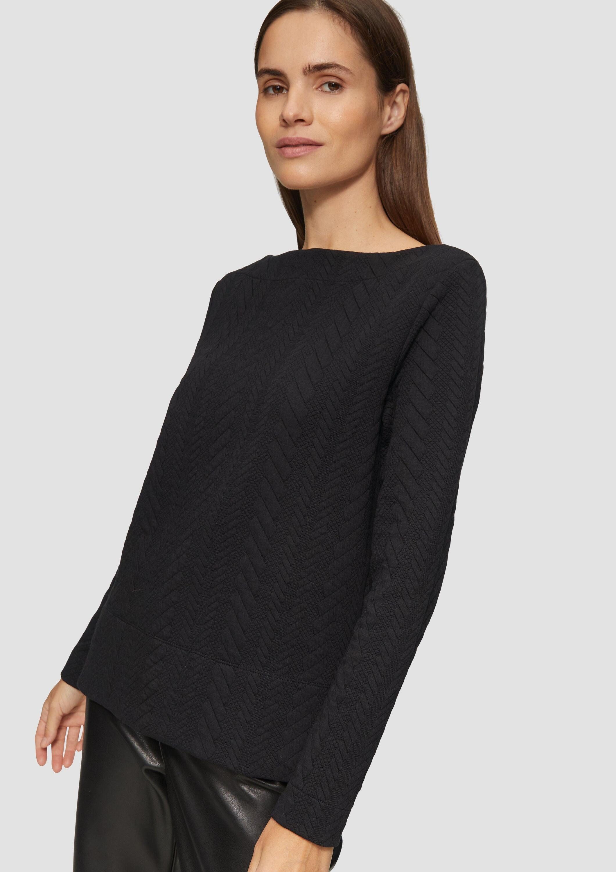 s.Oliver Sweatshirt Sweatshirt Strukturiertes Jacquard-Sweatshirt mit U-Boot-Ausschnitt