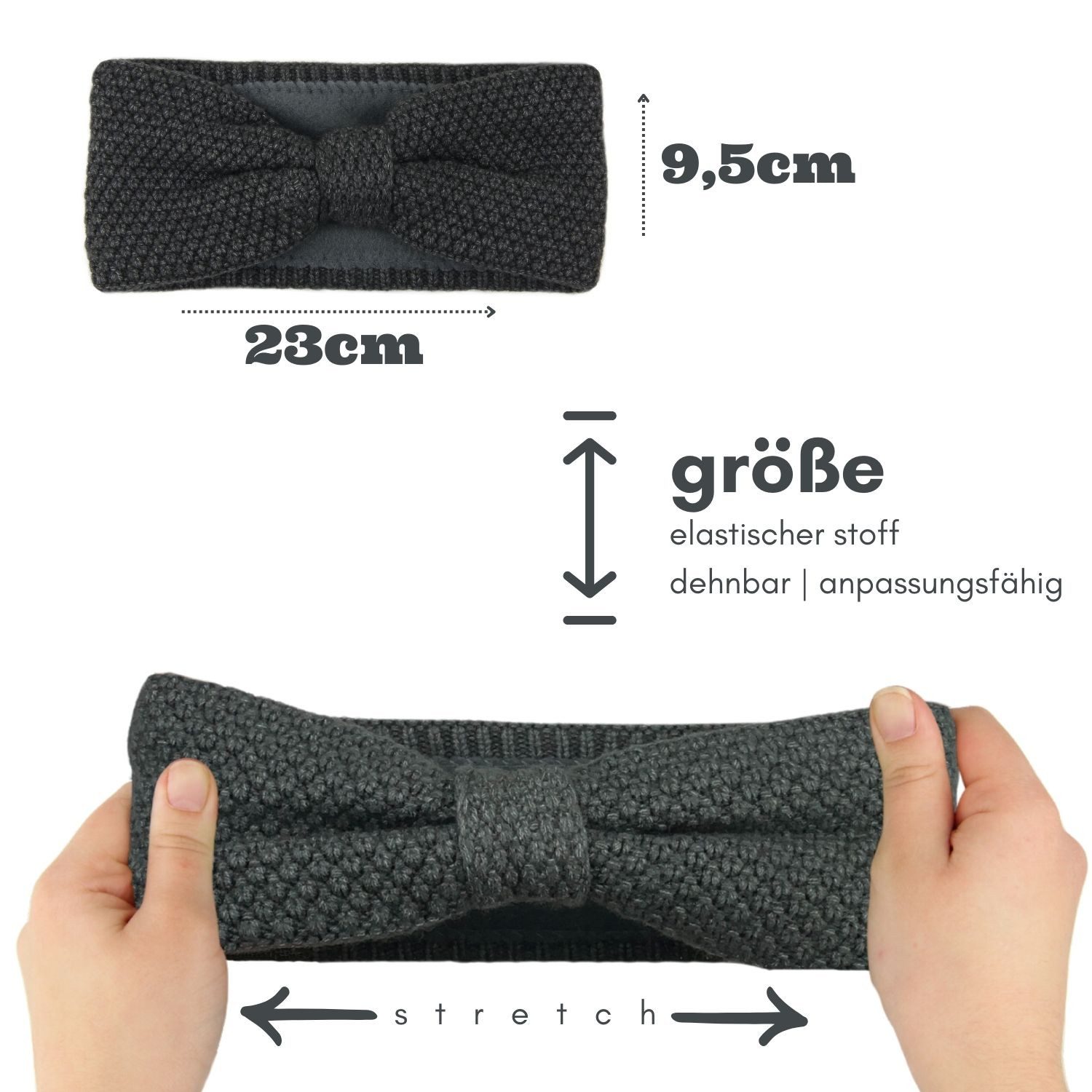 Frentree Stirnband Gefüttertes Haarband, Ohrenwärmer für Damen und Mädchen, Strickmuster mit Schleife und weichem Fleece Innenfutter