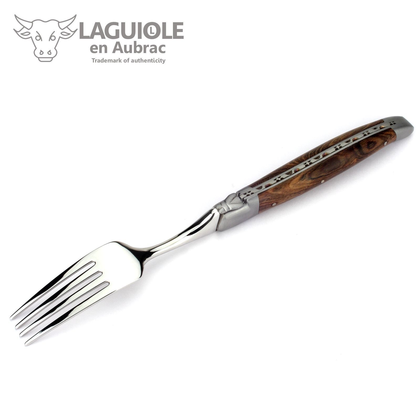 Laguiole en Aubrac Steakbesteck 62F99PIIF, 6 Gabeln - Griff Pistazie - Backen matt - Gabelteil Stahl glänzend
