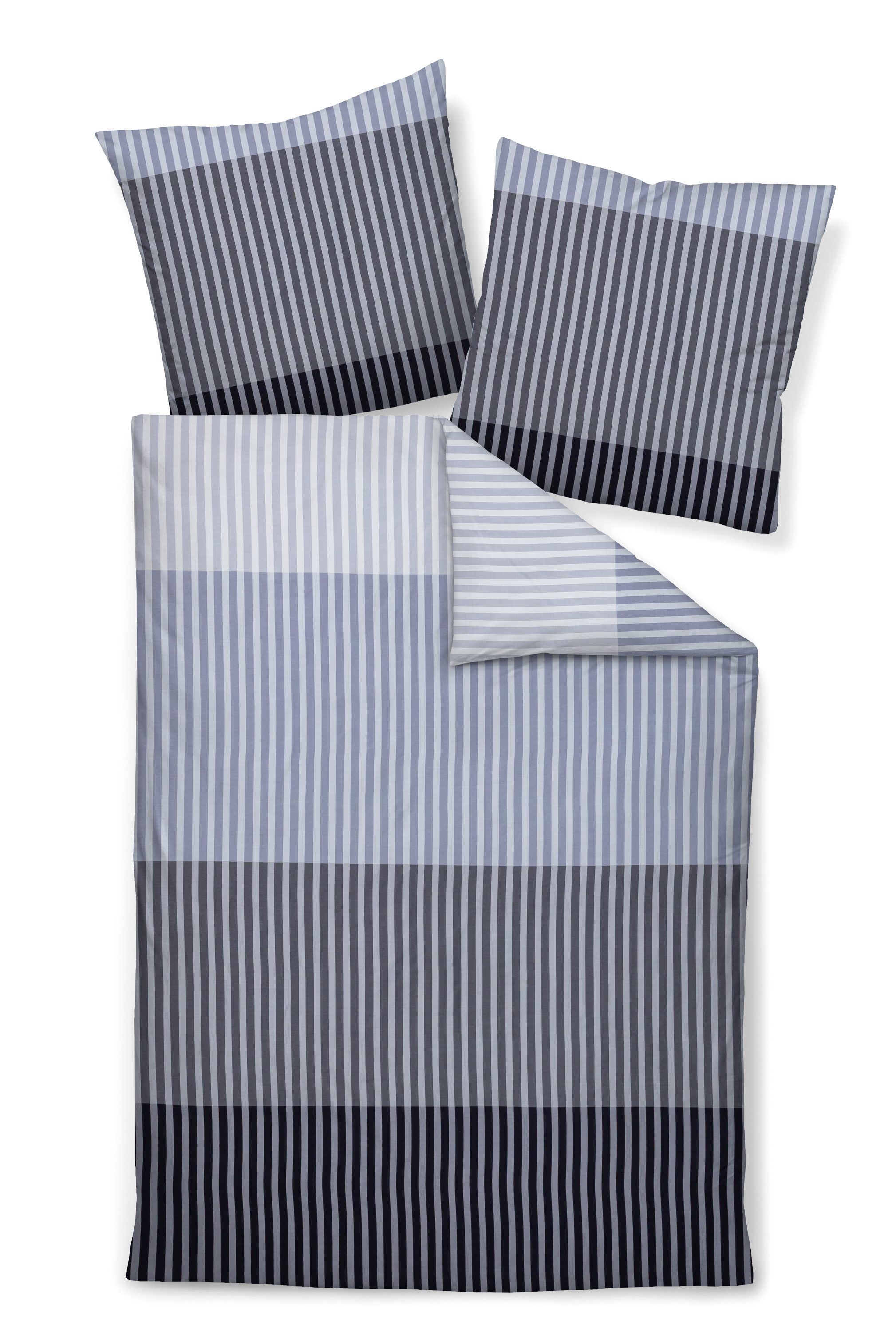 Janine Bettwäsche JD, Mako-Satin, 2 teilig, Streifen, silber anthrazit