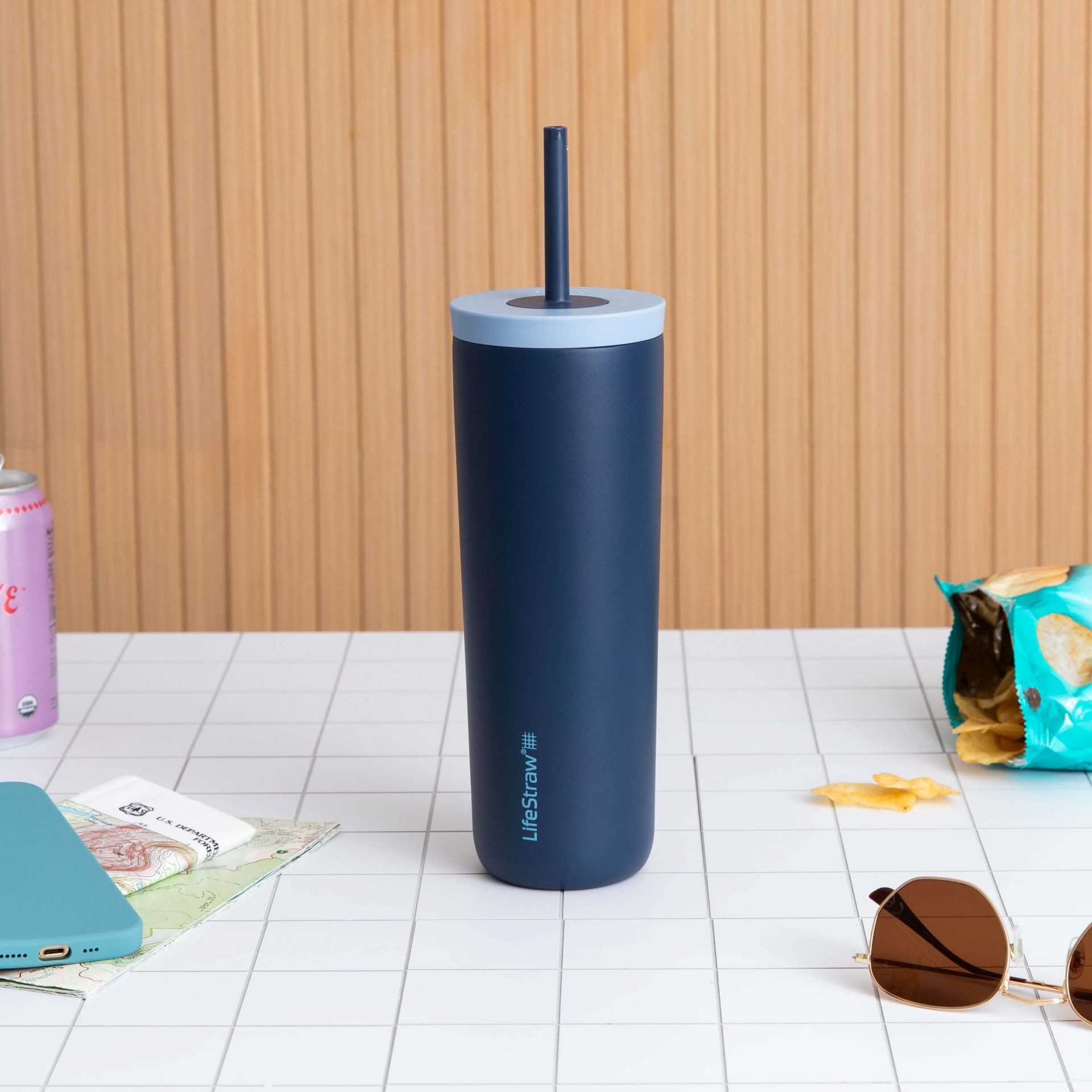 LifeStraw Trinkflasche Thermobecher Go Steel Tumbler Isolierter aus Edelstahl, mit