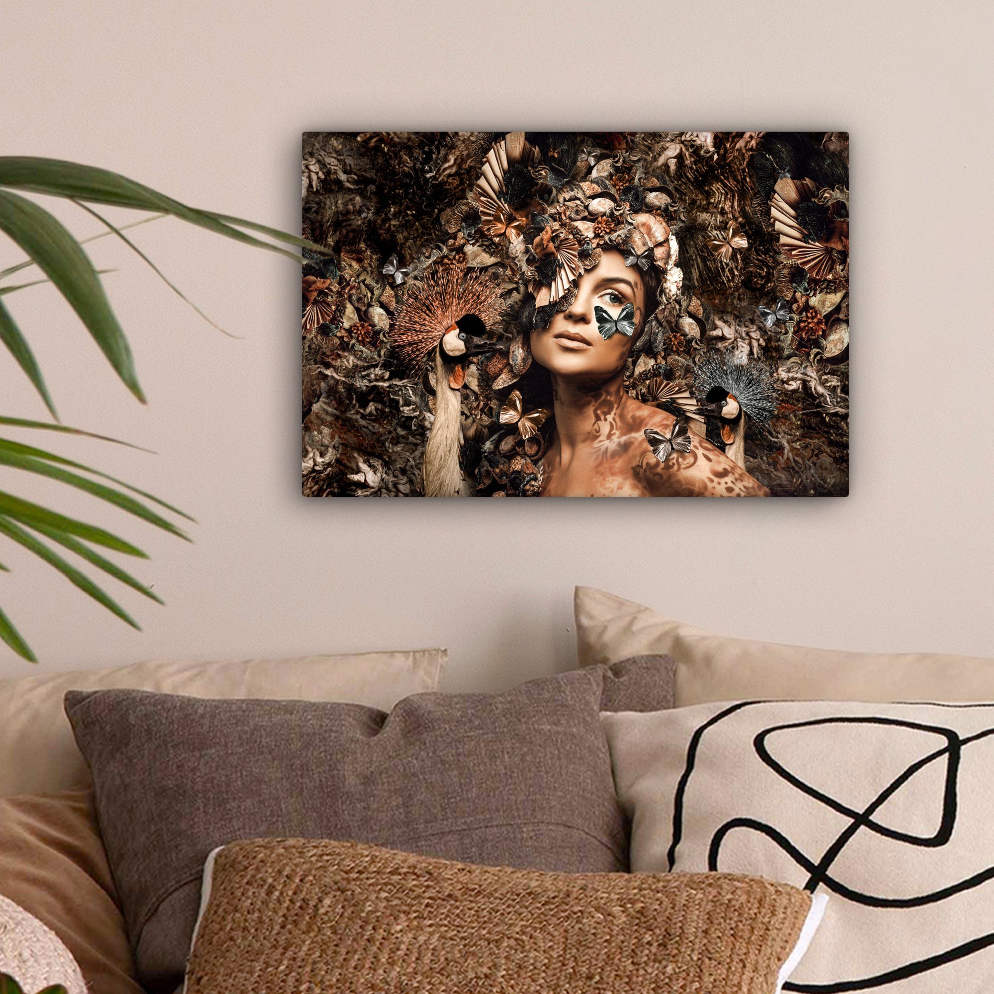 OneMillionCanvasses® Leinwandbild Luxus - Frau - Tiere - Schmetterlinge - V günstig online kaufen