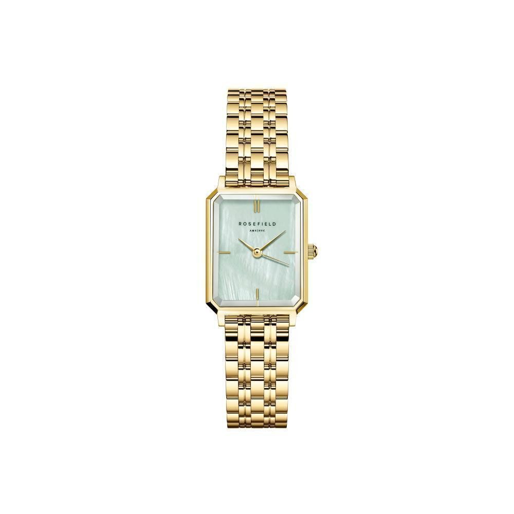 Quarzuhr ROSEFIELD Damenuhr Octagon XS Minzgrün Perlmutt Gold eckig OGGSG-O71