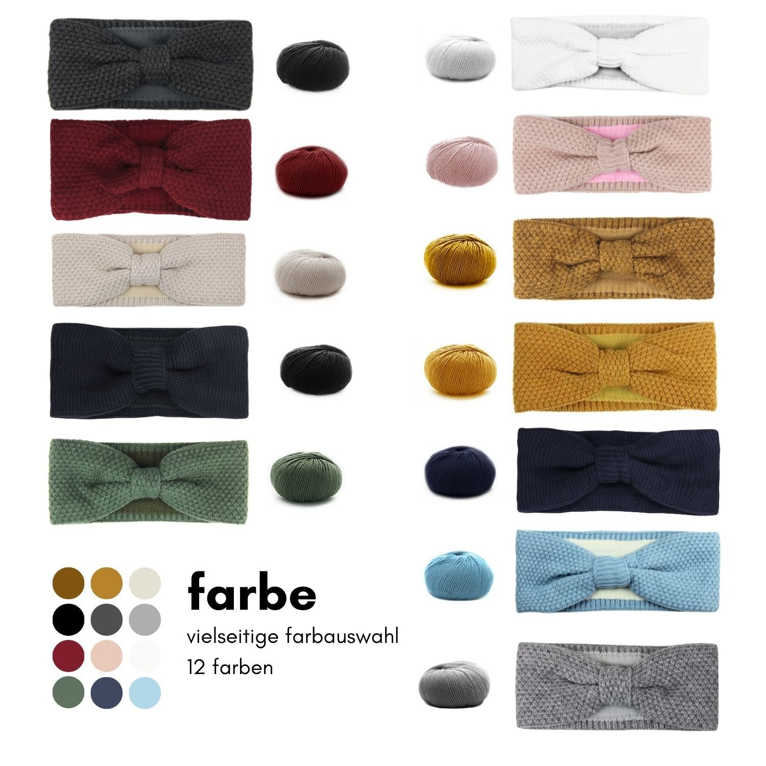 Frentree Stirnband Gefüttertes Haarband, Ohrenwärmer für Damen und Mädchen, Strickmuster mit Schleife und weichem Fleece Innenfutter – Bild 5 von 5