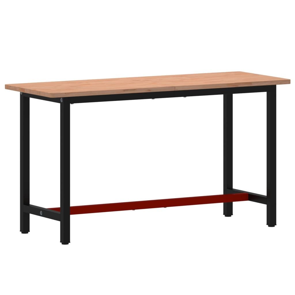 vidaXL Werkbank Werkbank 150x55x81,5 cm Massivholz Buche und Metall, (1-tlg)