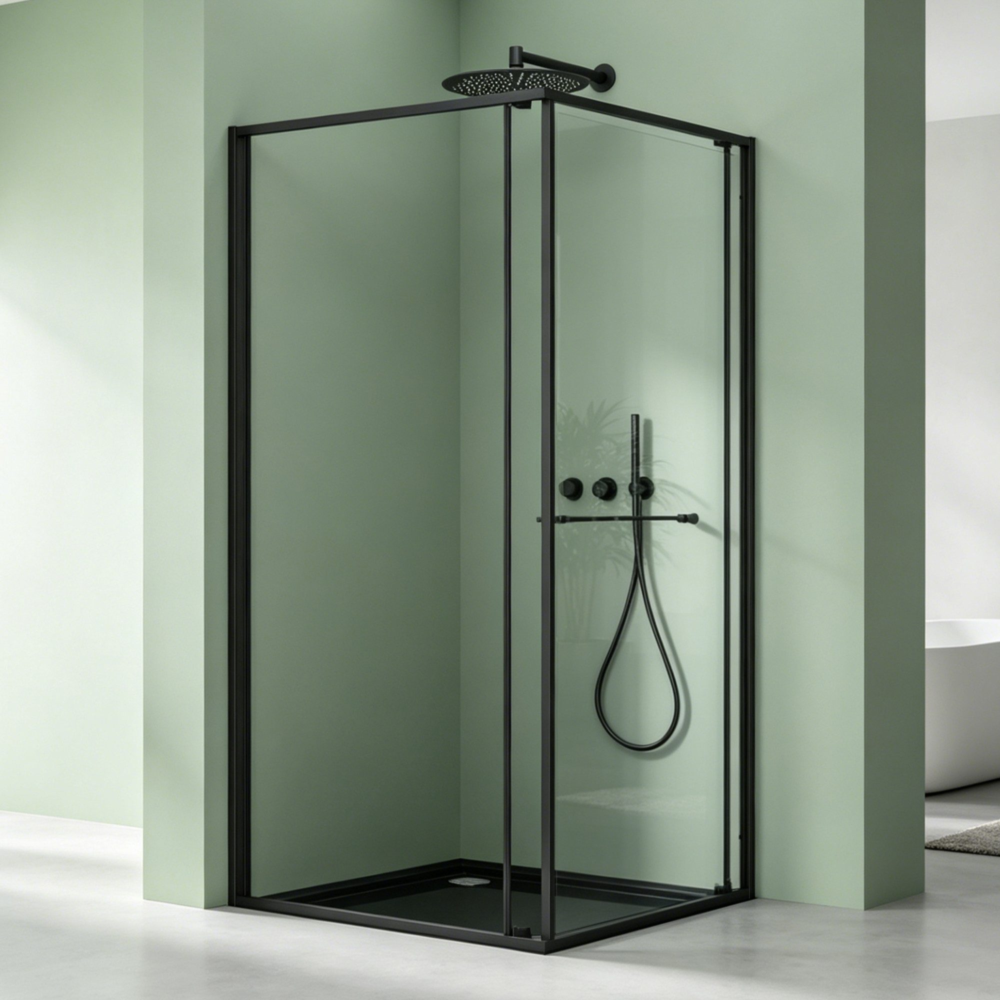 Mai & Mai Eckdusche Duschkabine Eckeinstieg mit Schiebetür nach innen 6 mm ESG Glas Rav69K, BxT: 75x75 cm, ESG-Sicherheitsglas, zuverlässige Rundum-Abdichtung,optional mit Duschtasse erhältlich