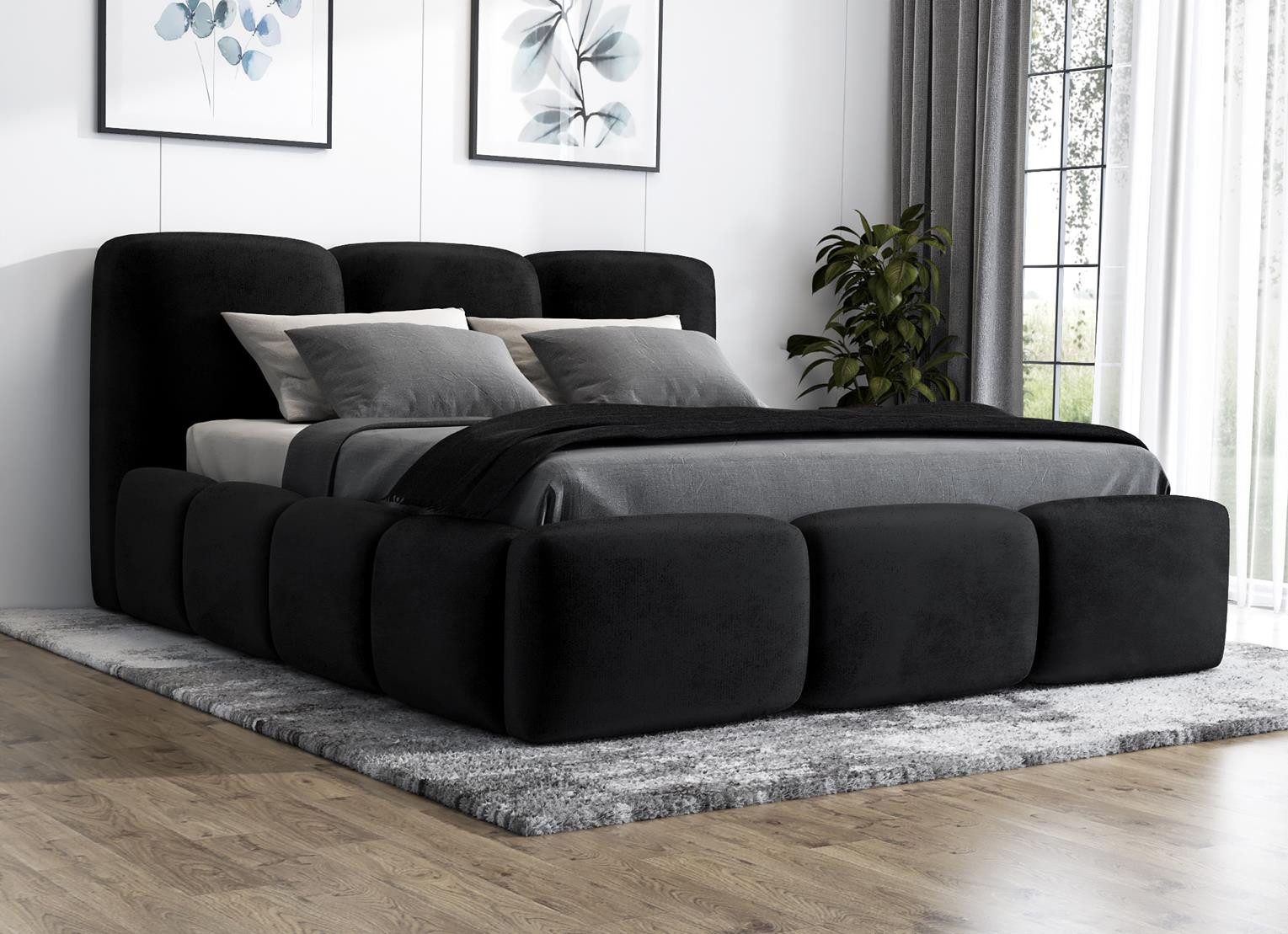 A&J MöbelLand GmbH Polsterbett STAR-OM mit Bettkasten und Lattenrost (Bett mit Kopfteil. Lattenrost und Bettkasten Inclusive! Viele Varianten zur Auswahl – wählen Sie Größe und Farbe!, TOP ANGEBOT), Länge: 220 cm Höhe Kopfteil: 100 cm