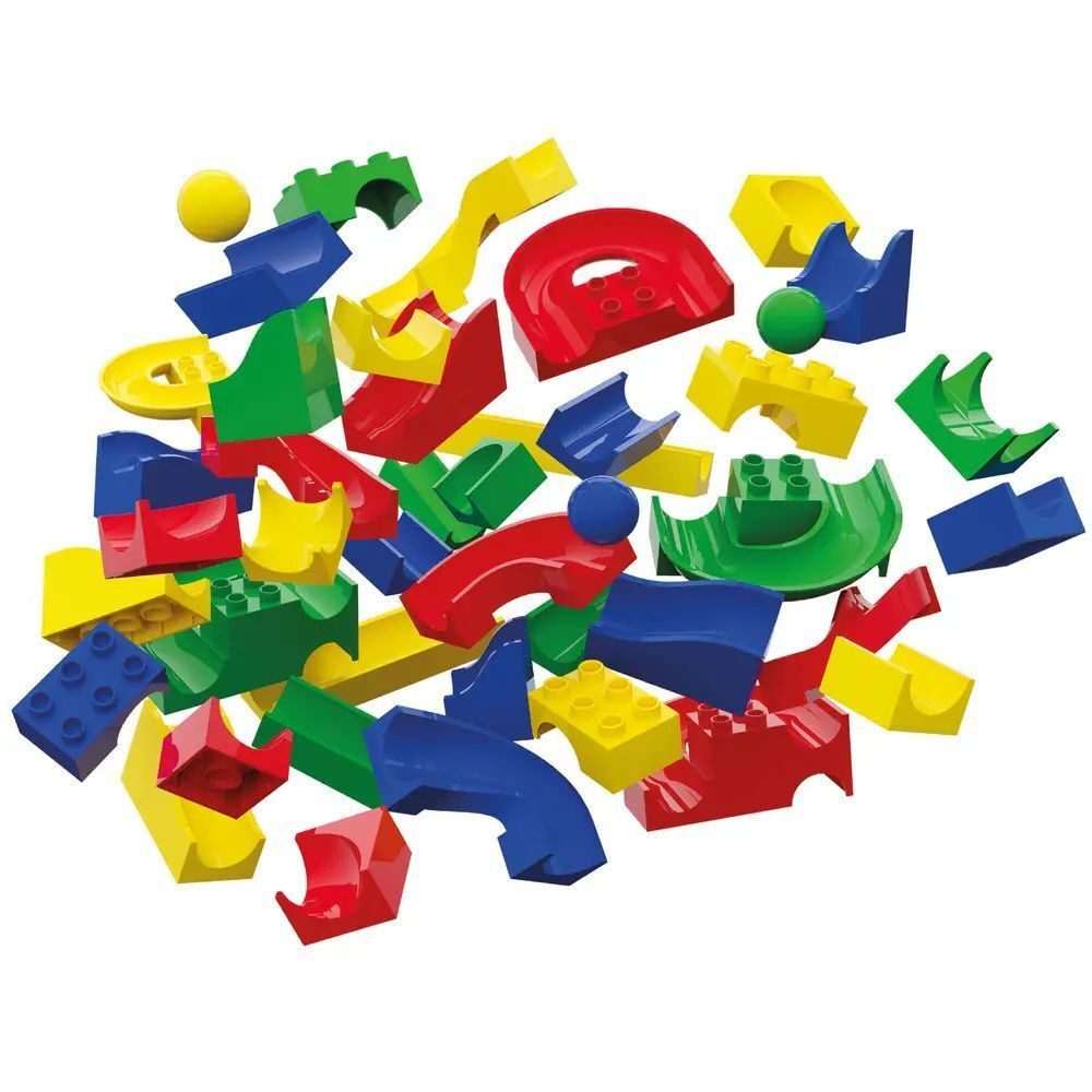 Hubelino Kugelbahn-Bausatz Hubelino Bahnelemente Set Baukasten maxi 128 Teile