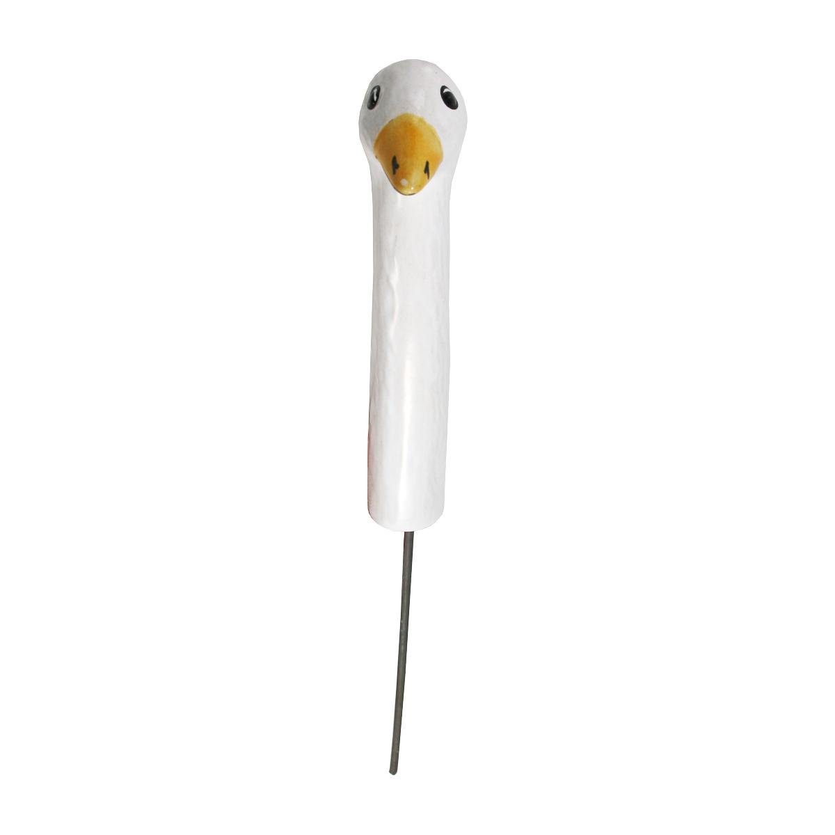 Tangoo Gartenfigur Tangoo Keramik-Vogel Gans Hals weiß L ca 13,5 cm mit Metallstab, (Stück)
